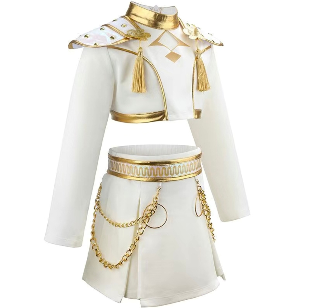 獵魔女團白金色衣服 兒童Cosplay服裝 女童角色造型套裝 高級舞台表演服 Lets Cosplay cos1159