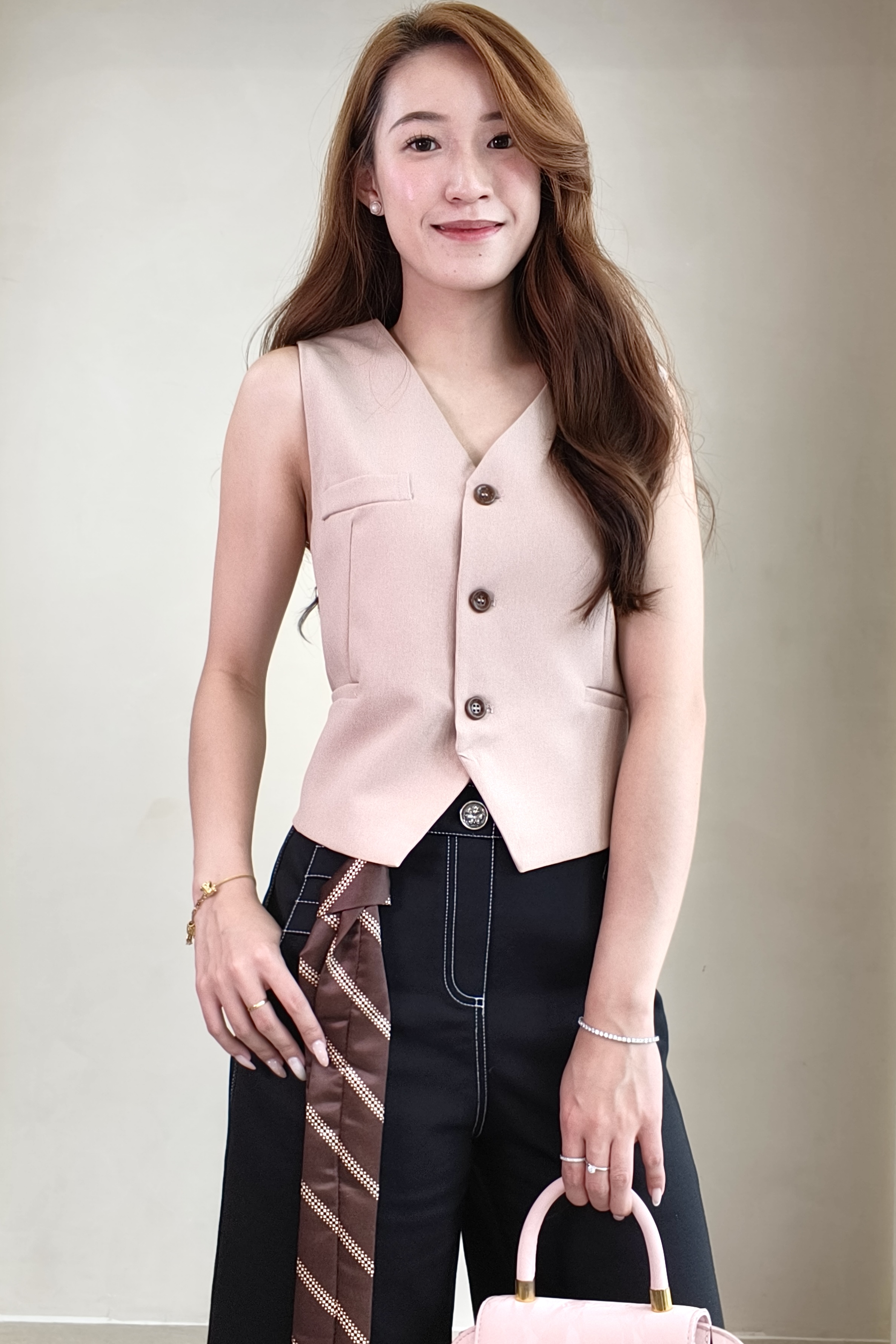 MFY10019 Tailored V-Neck Button Vest