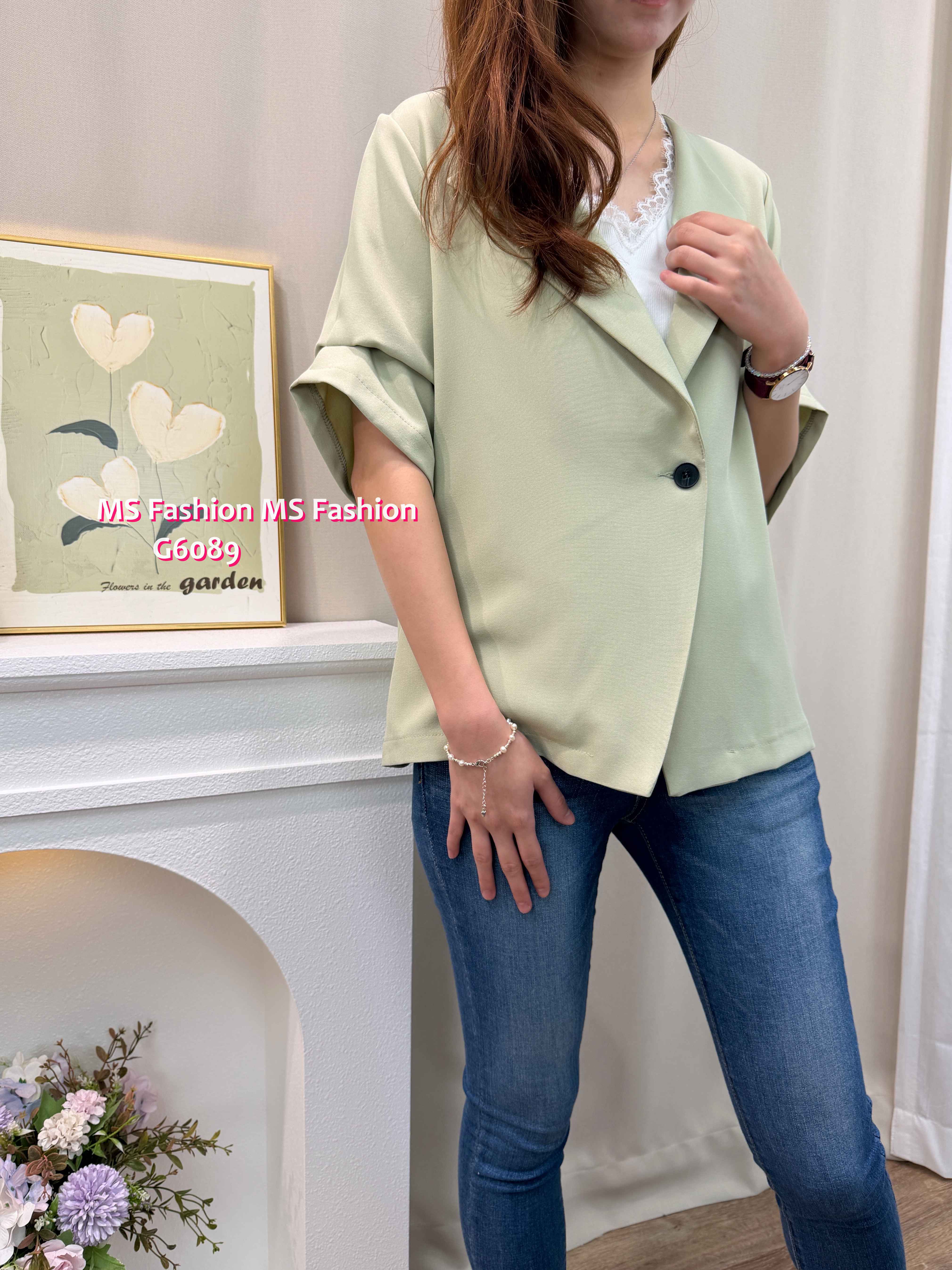 G6189 韓國🇰🇷單鈕短袖薄外套