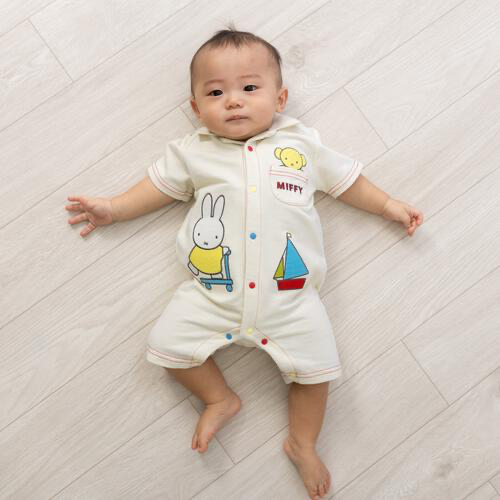 🇯🇵預訂 日本直送🇯🇵Miffy刺繡貼花口袋牛仔針織布翻領短袖連身服