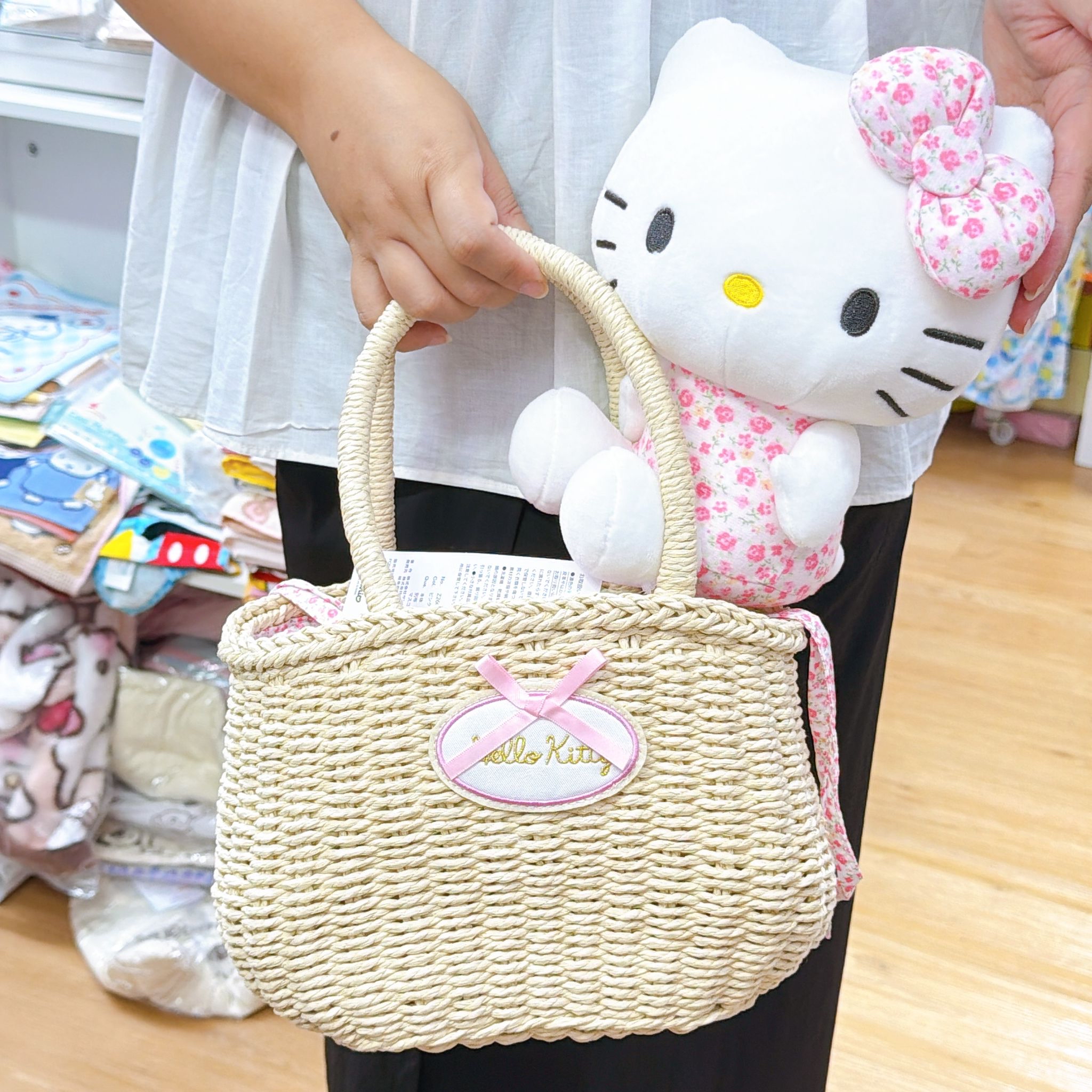 日本直送日本限定版Sanrio Melody Kitty Marron cream兔新款手提藤籃連公仔套裝