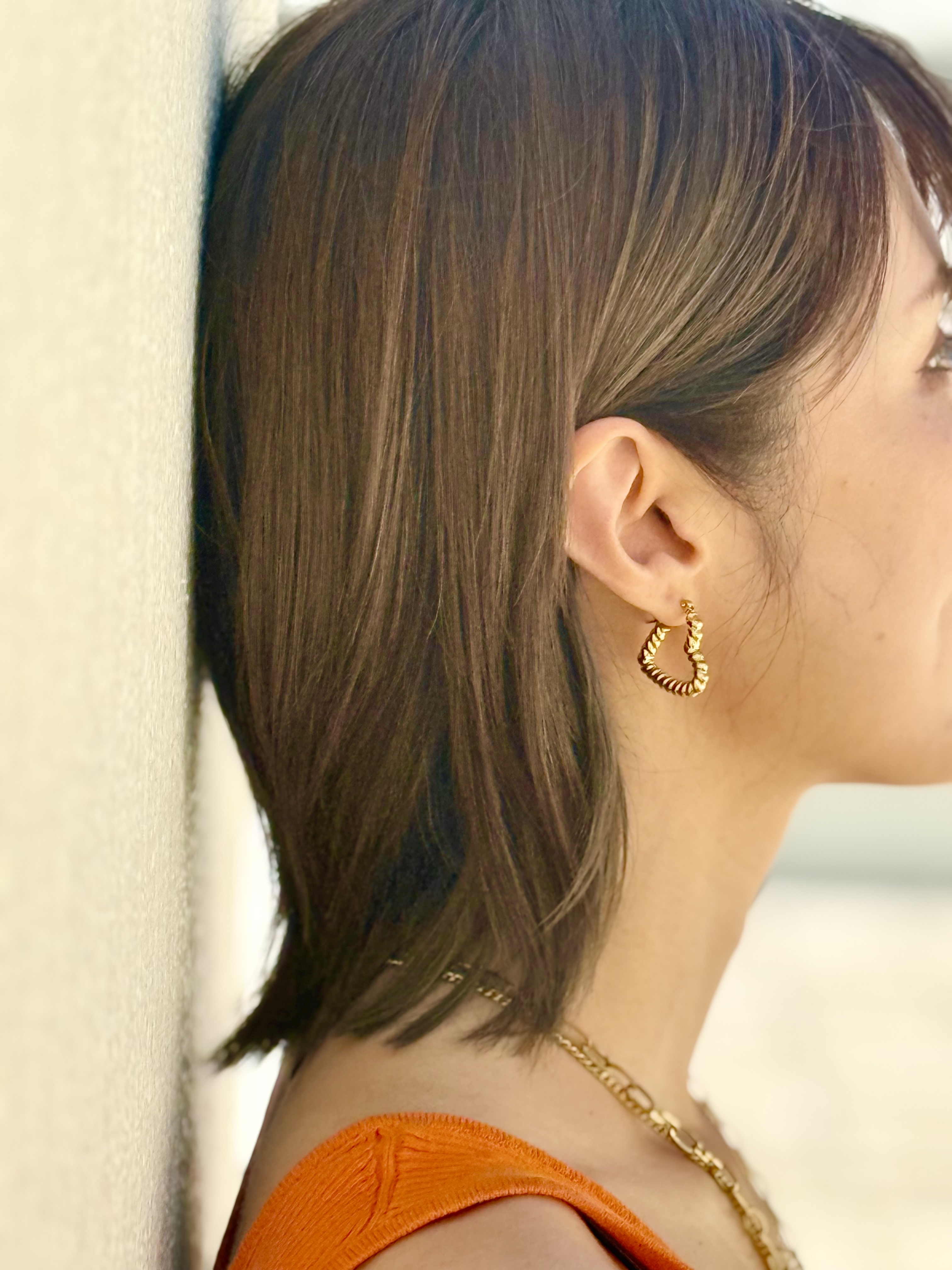 Gold heart stainless earring