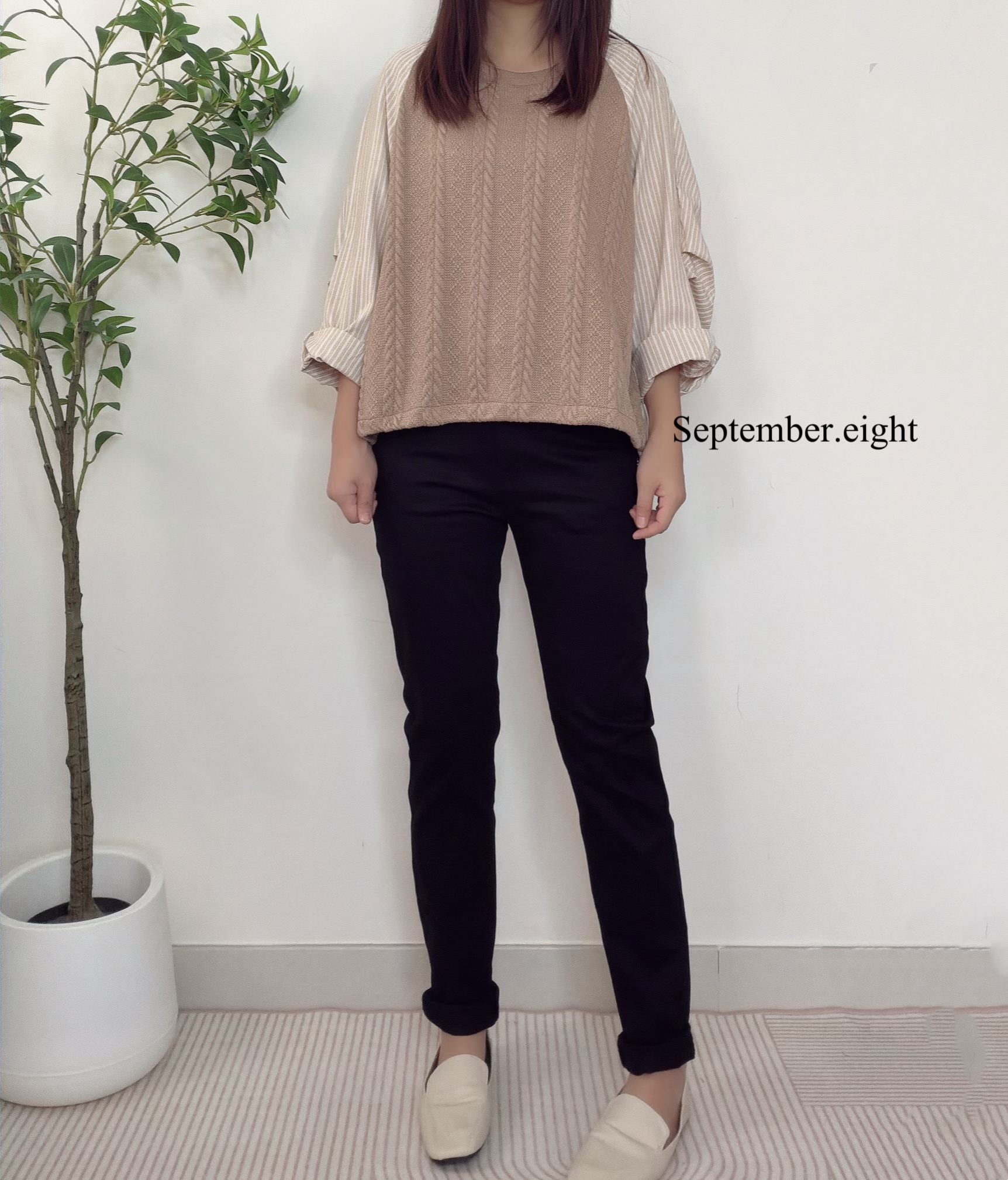 暗紋條子top