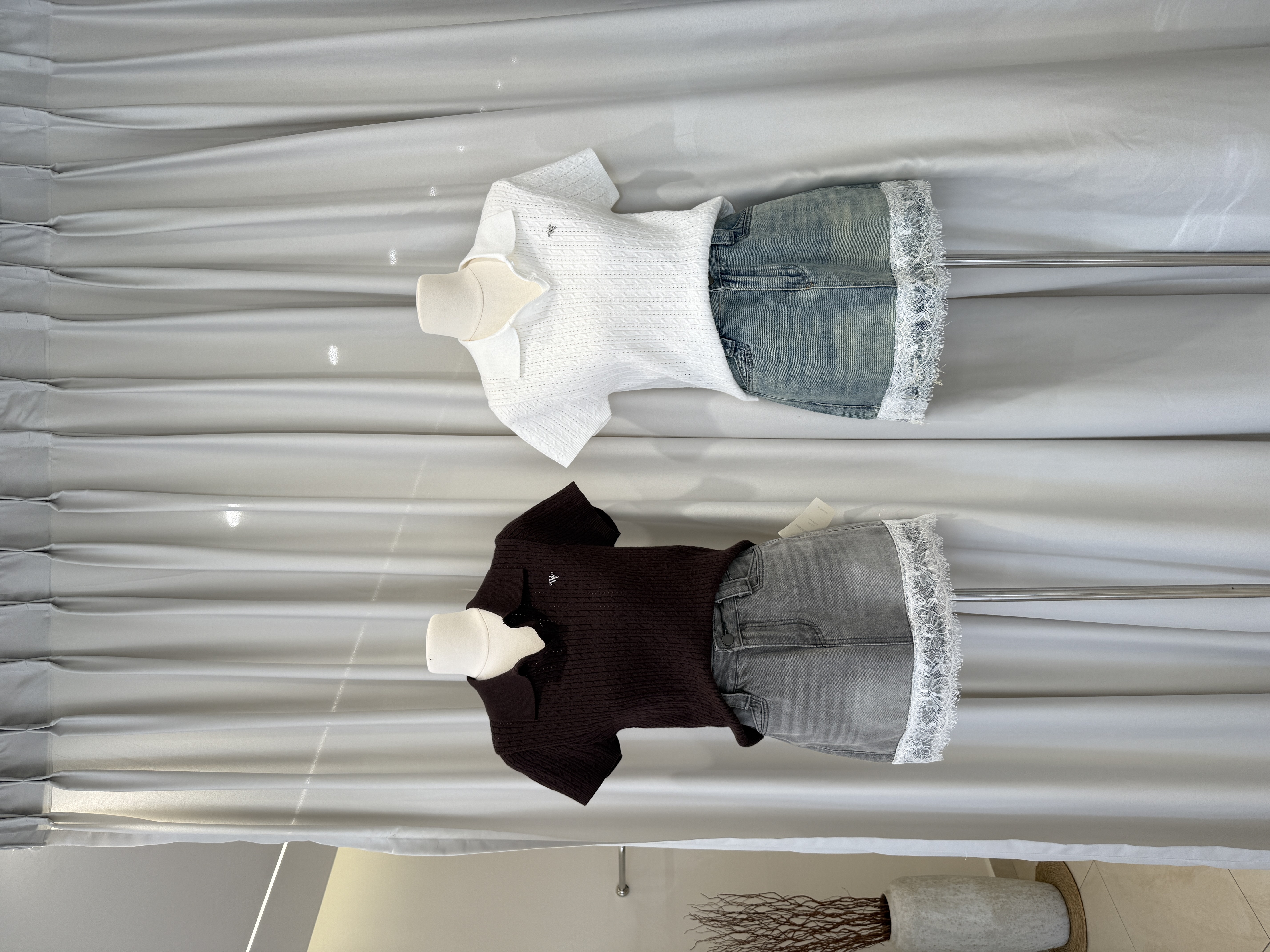 6207 爆款蕾丝牛仔短裙