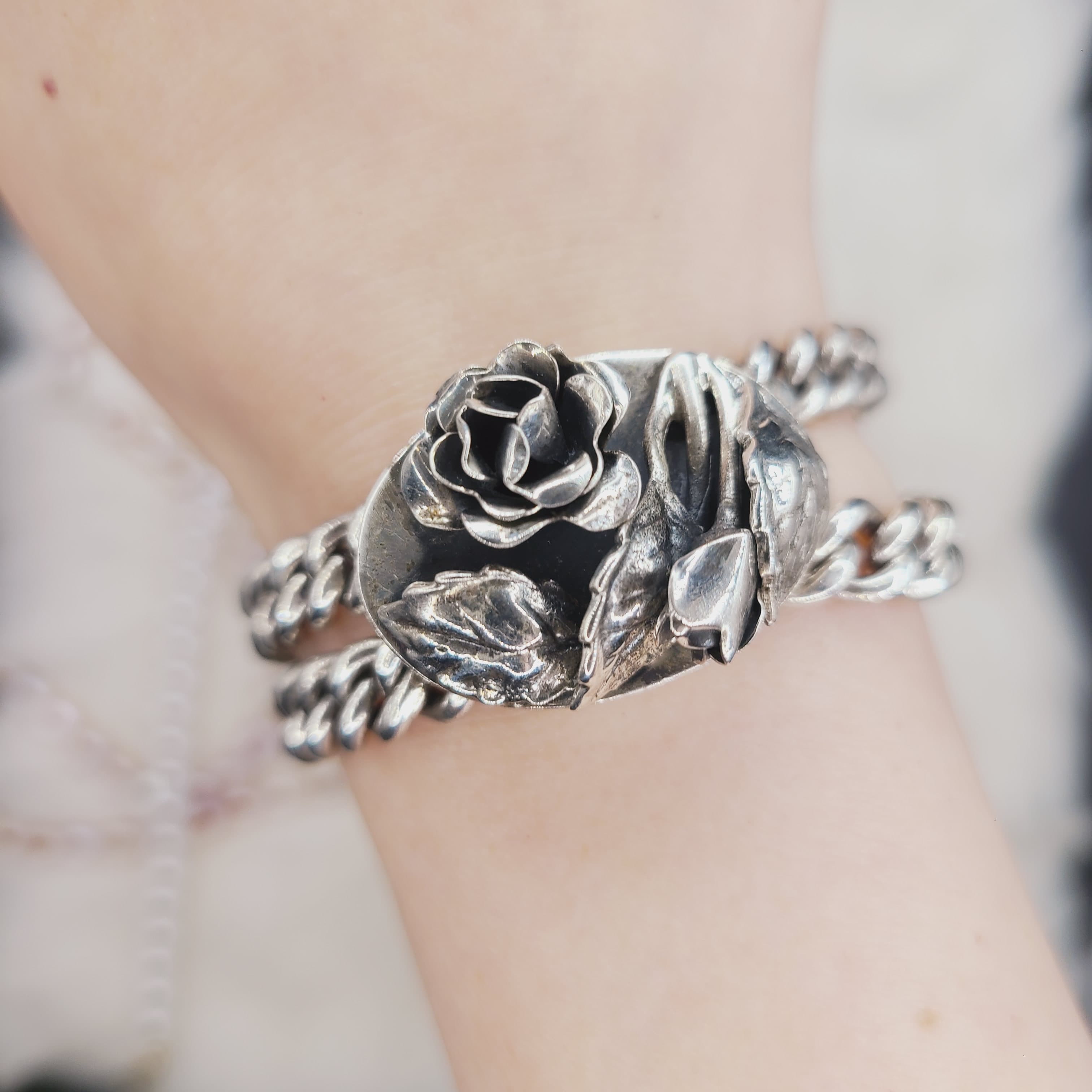 Danecraft 立體玫瑰純銀手鍊