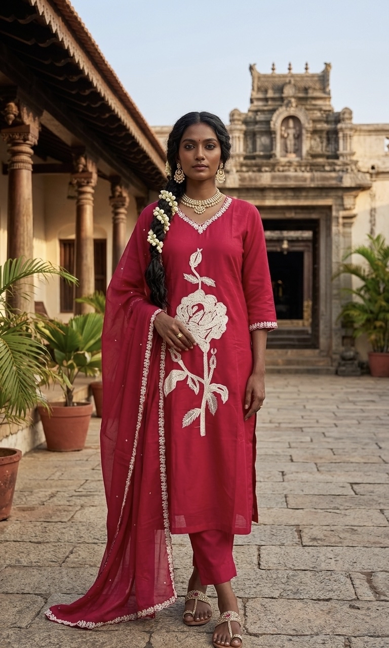 Pink embroidered  Kurta set