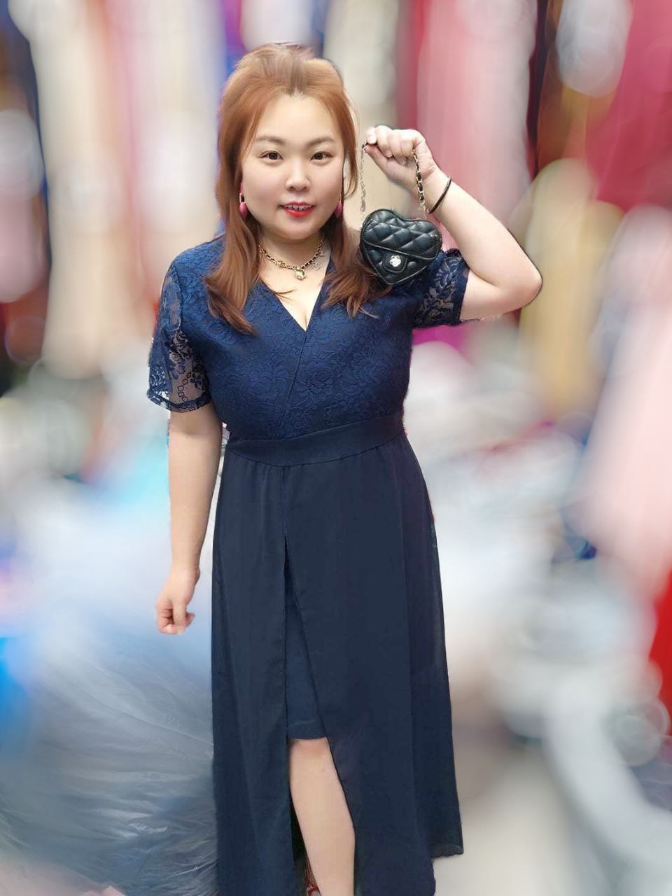 E01/EE0124  蕾丝V领长纱礼服