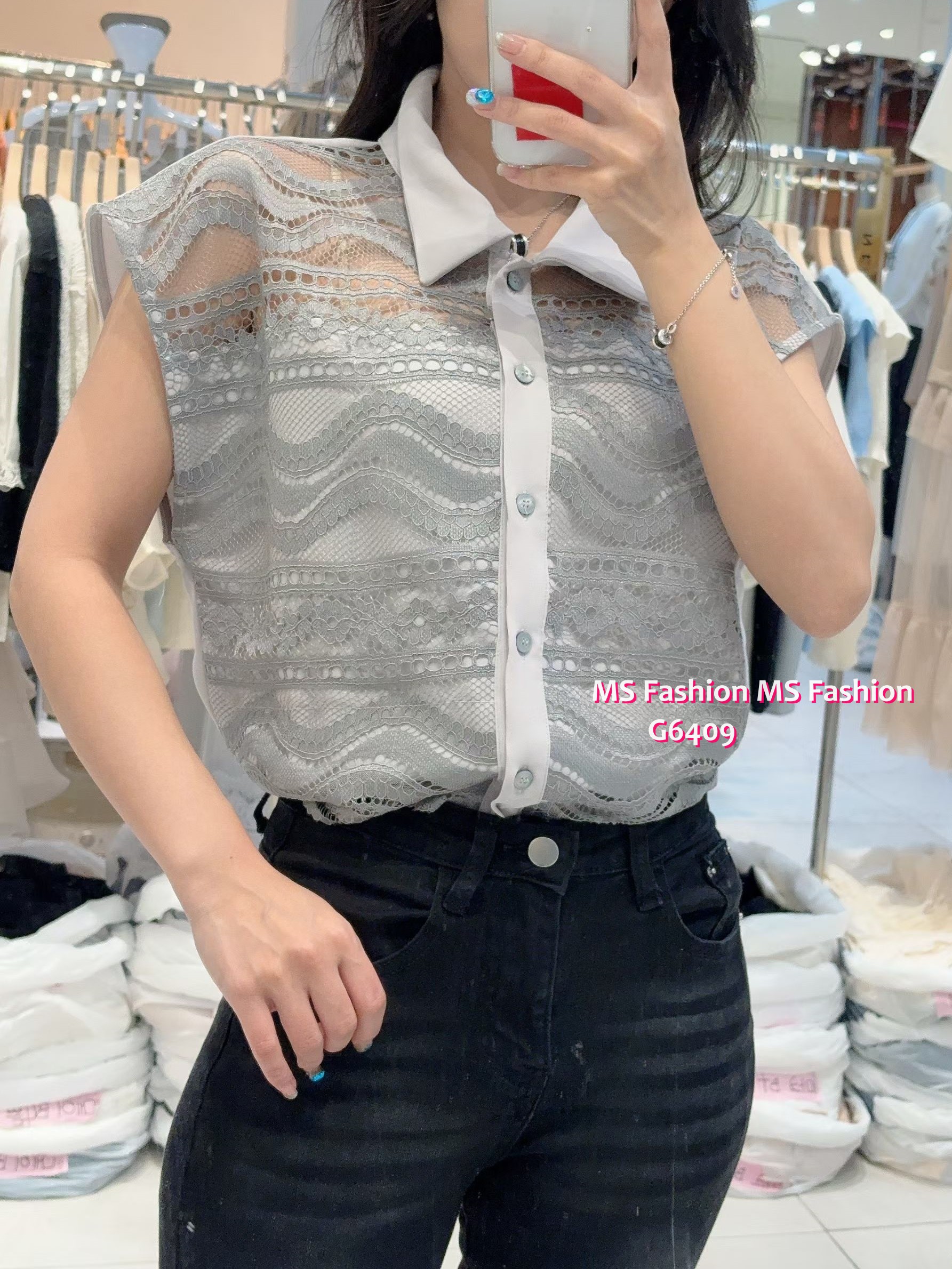 G6409 靚料拼lace top