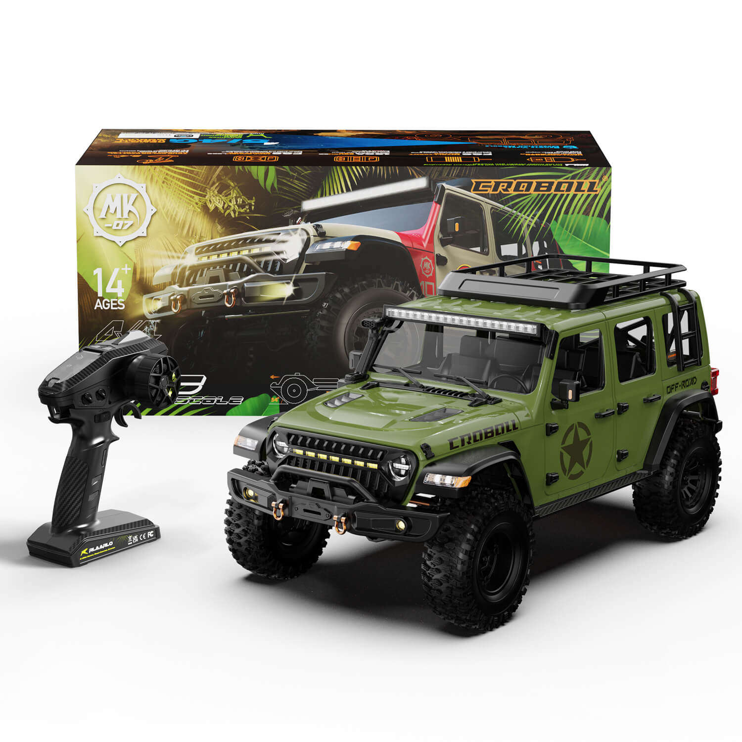 全新 RLAARLO 1/7 Sensored Brushless Crawler MK07 V2 Hand-Painted | 雷拉洛 侏羅紀圖案 攀爬車 | 前後差速鎖 | 變速波箱