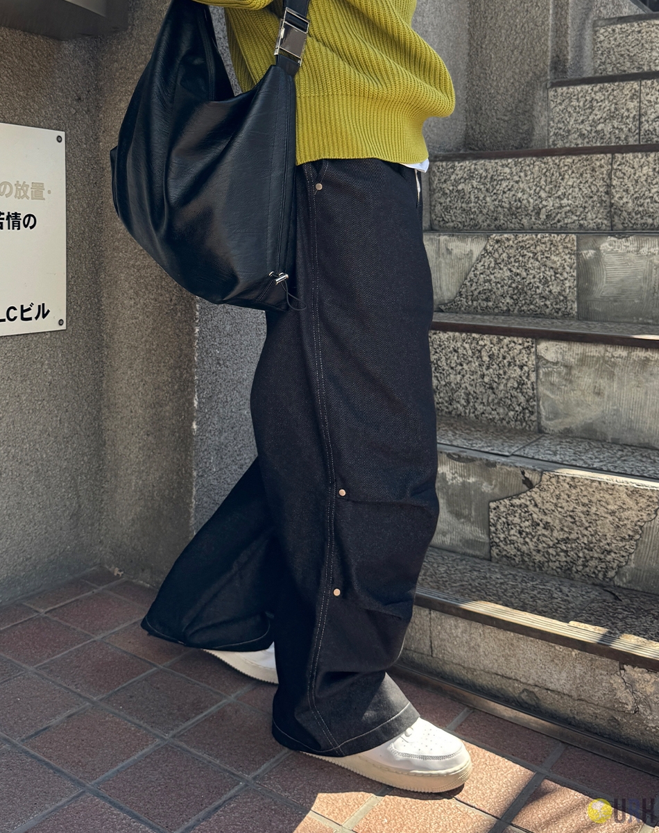 【100%保證韓國直送】立體鉚釘不褪色工裝降落傘寬褲 (防縮加工) [3 color] RF1229882