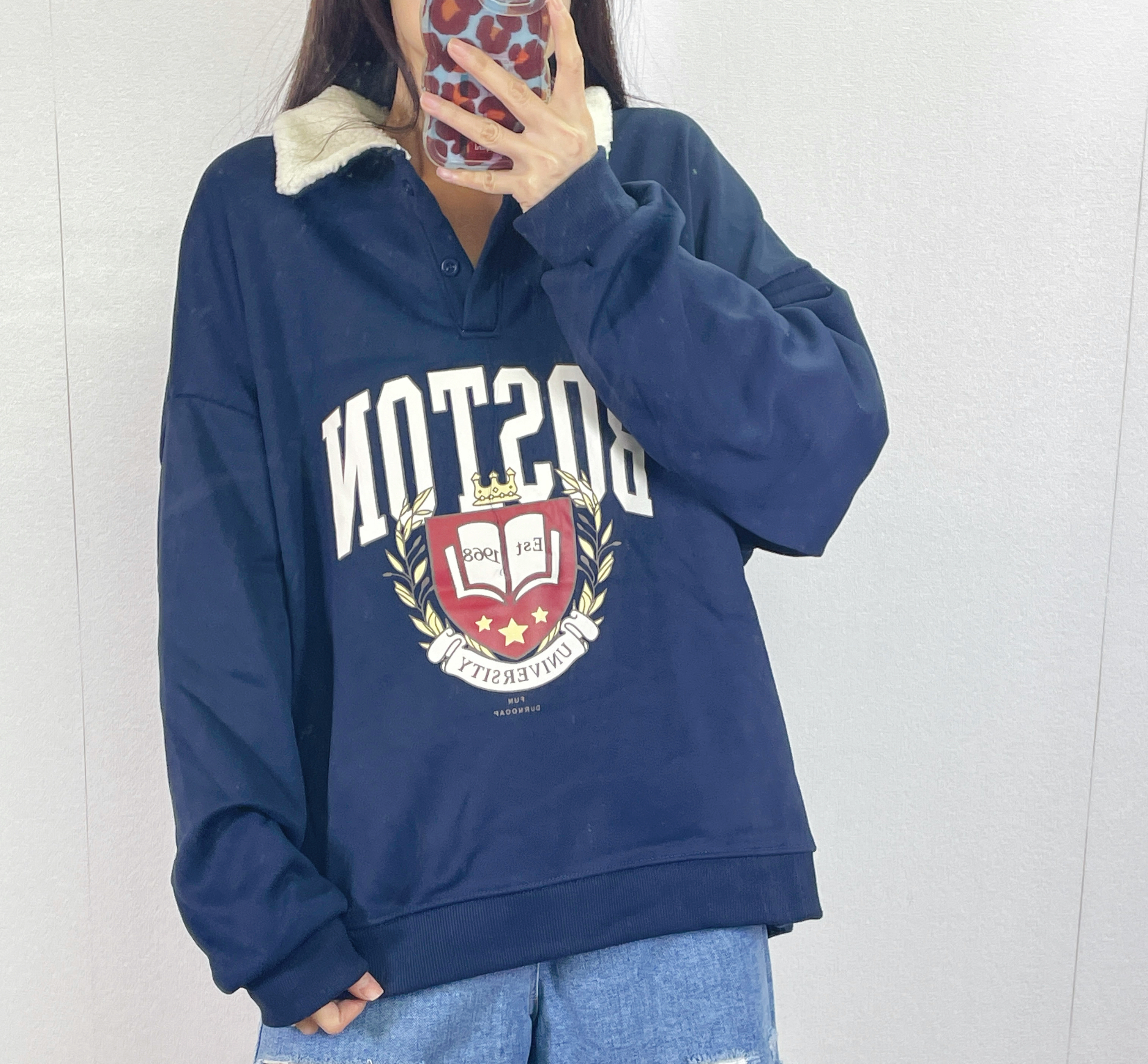 K5539 薄絨底X羊羔毛領衛衣