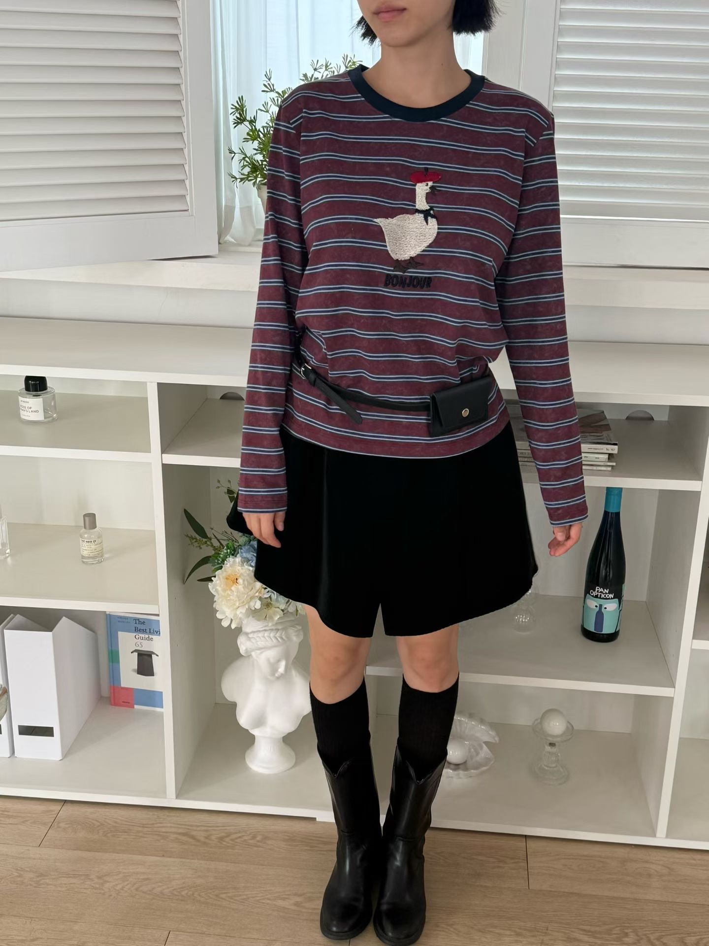 刺繡圖案橫間TOP