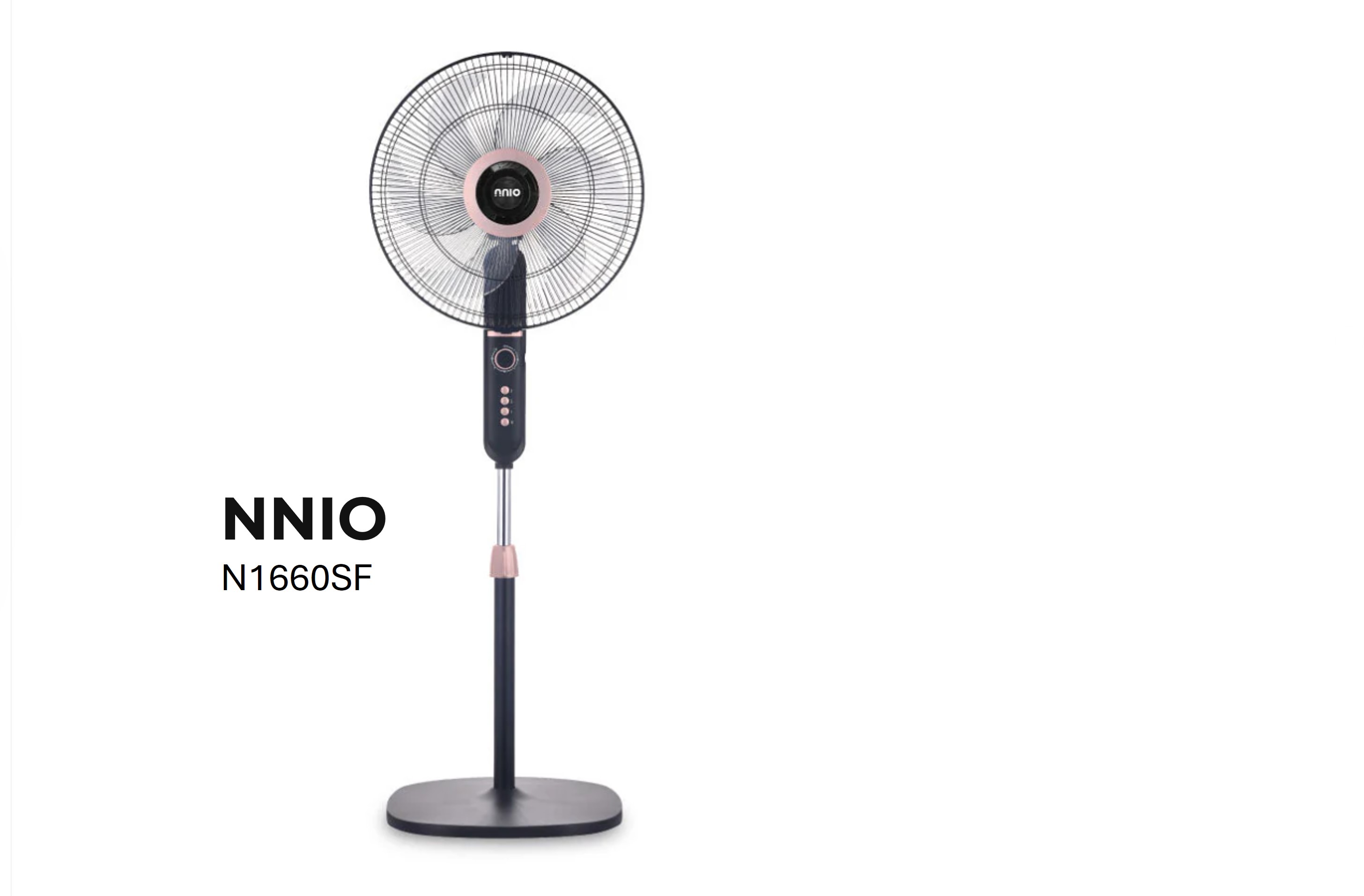 16" AC Motor Stand Fan (Black & Rose Gold), 3 Speed, 60W (N1660SF)