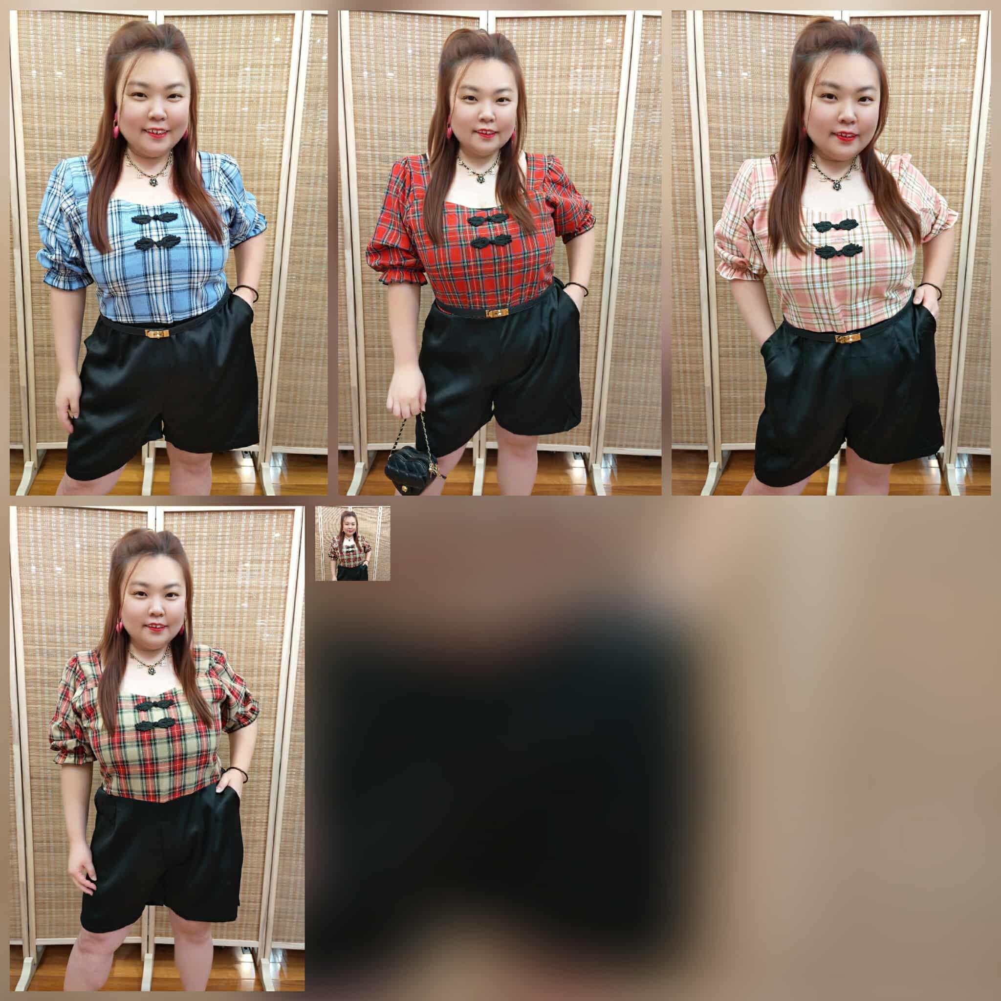 ENG02 JJ01 格子款盘扣设计连衣裙