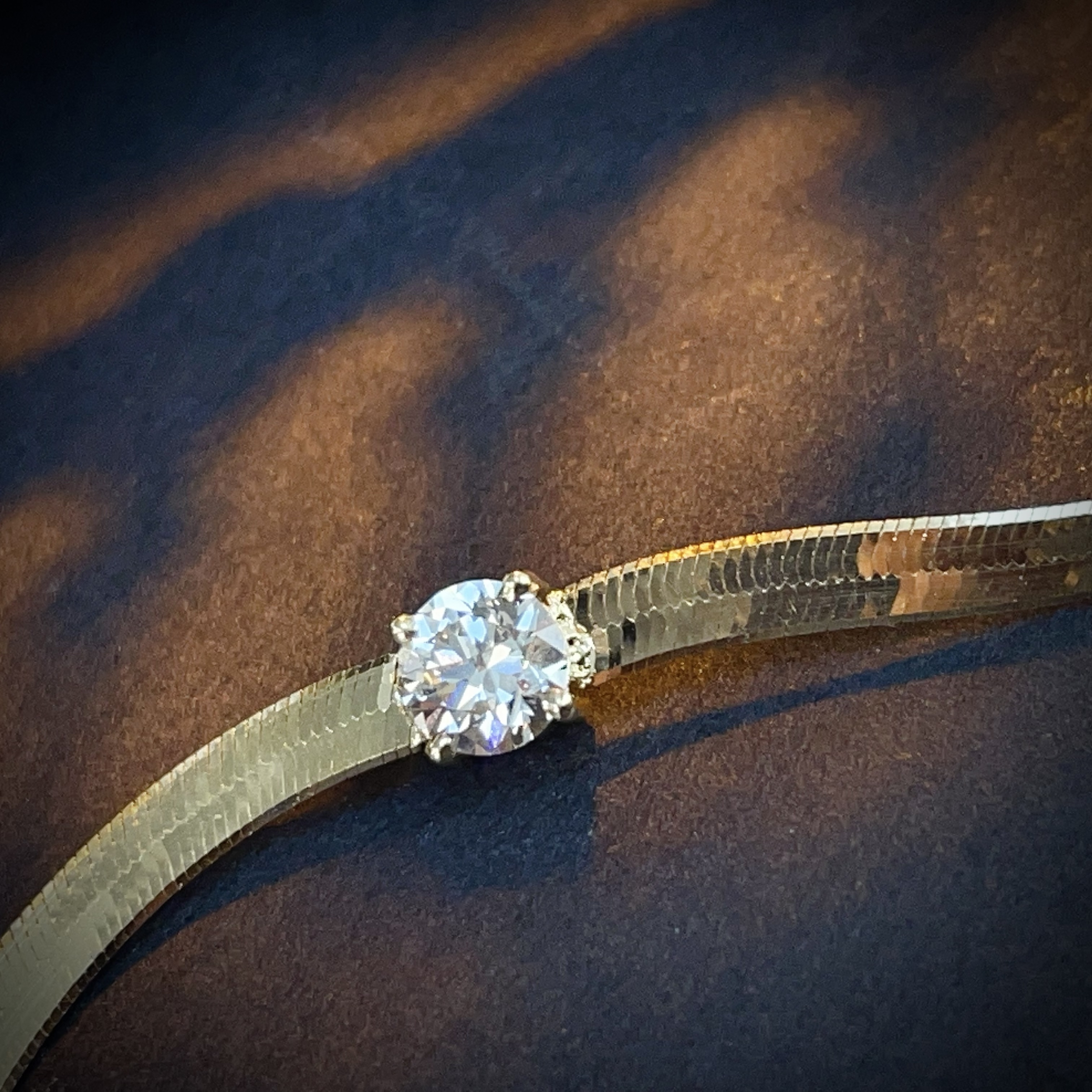 Diamond flat snake bone bracelet N240251