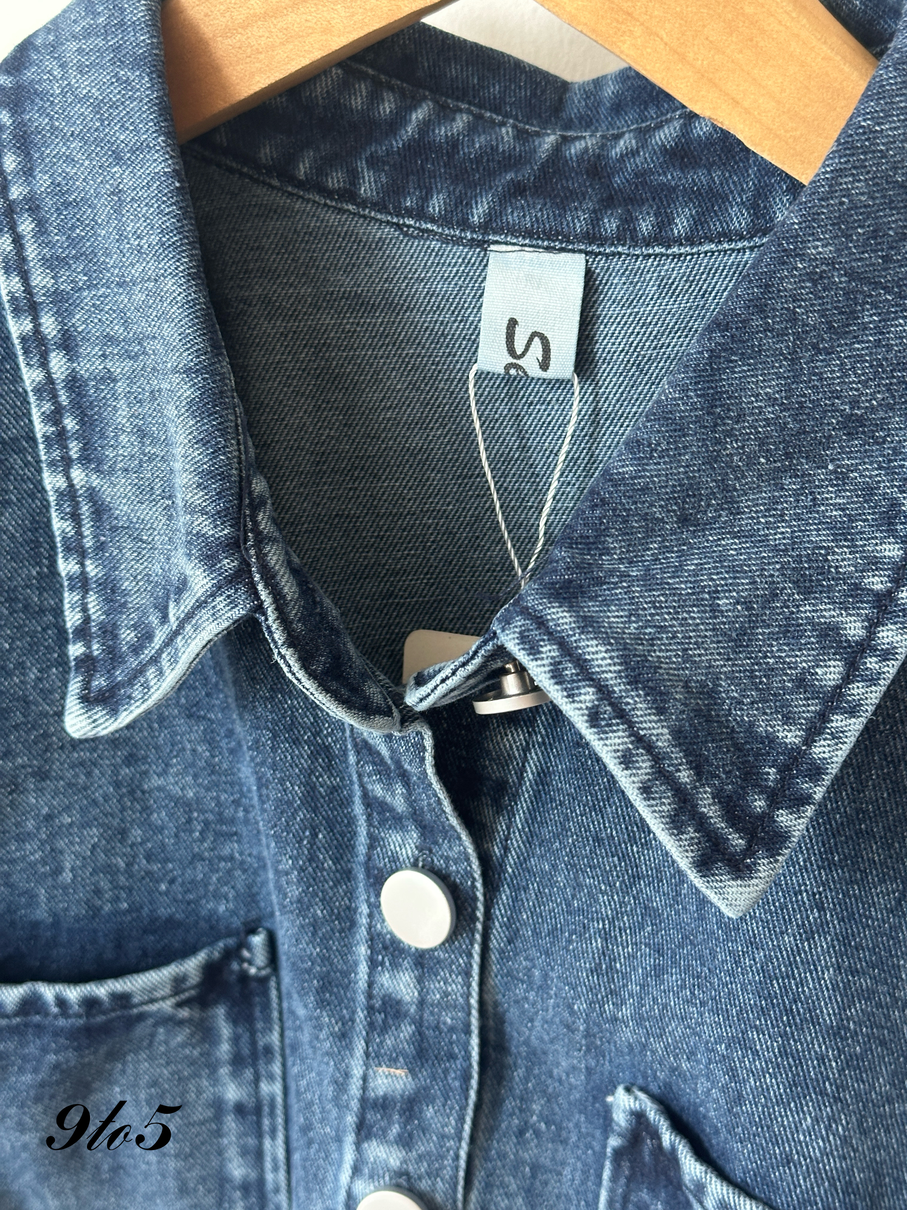 T4031 Denim Crop Jacket - Blue & White