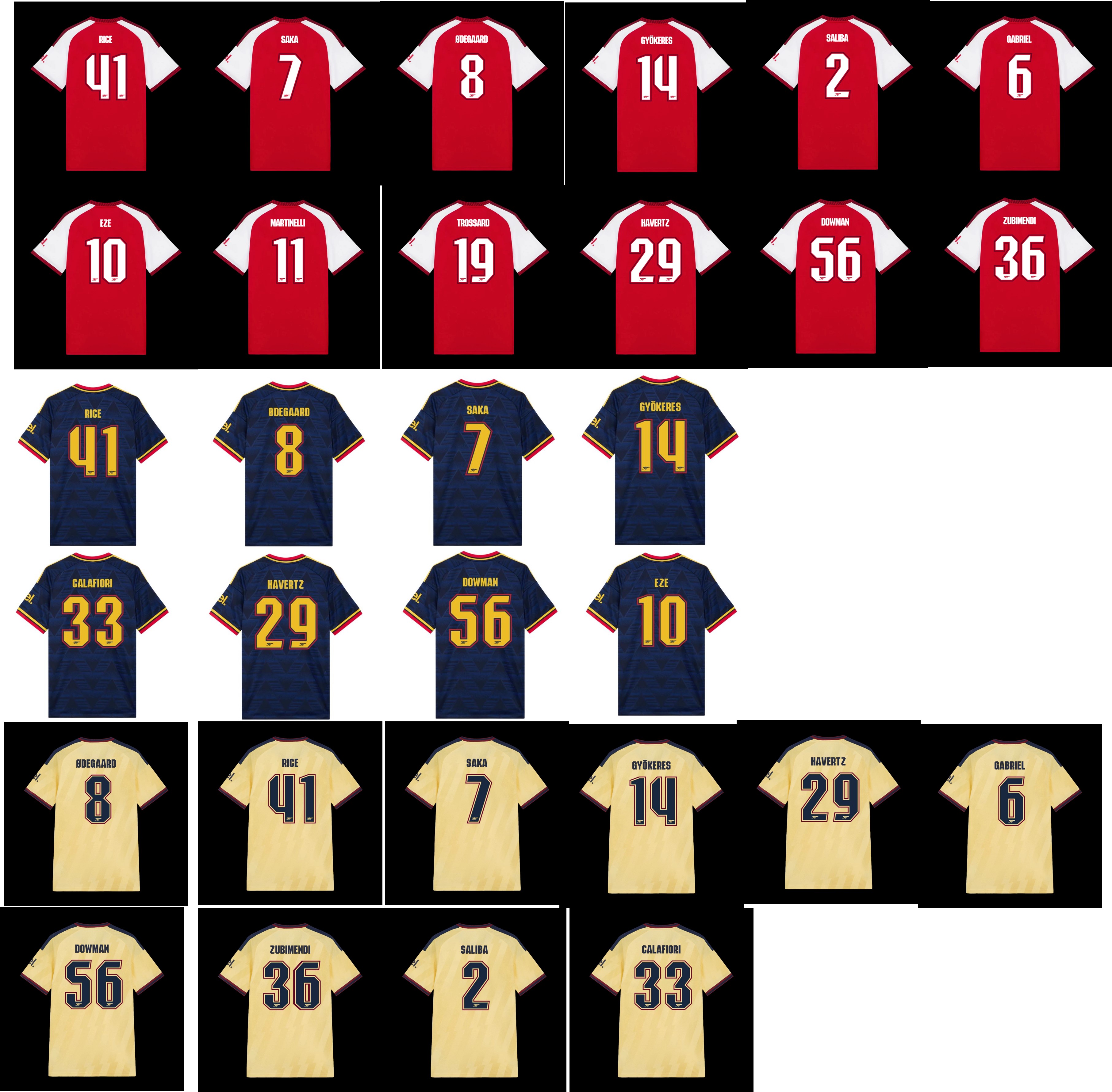 阿仙奴2026-27主場/作客/三客杯賽字 (內有多選，不是球衣)