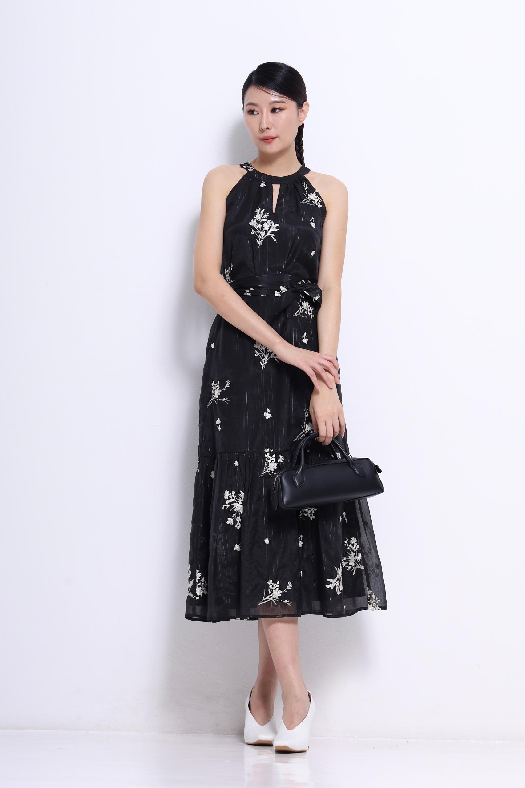 CD2142 FLORAL SHEER CUT IN MAXI DRESS