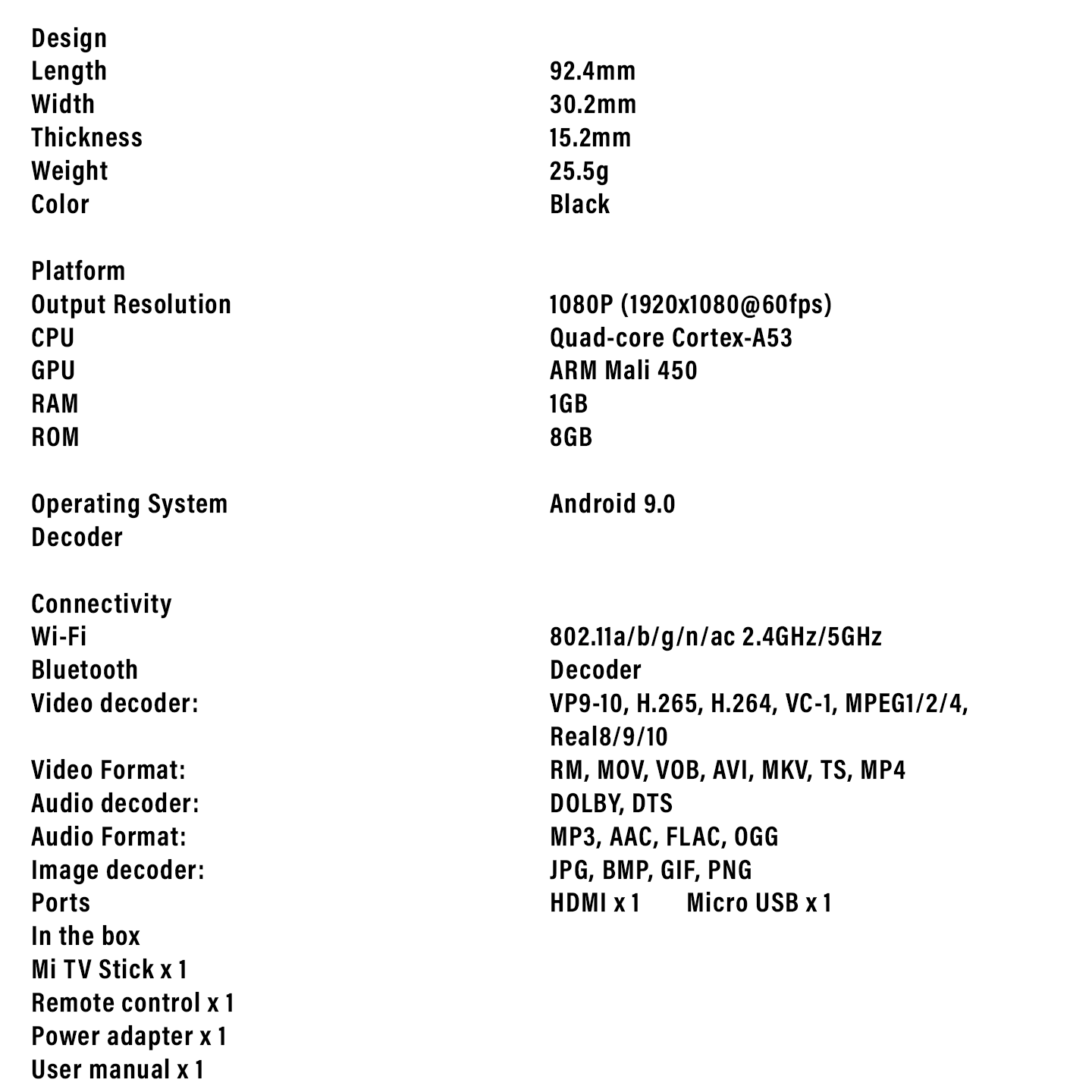 Xiaomi Mi TV Stick Portable 1080p Android TV (PFJ4098EU)