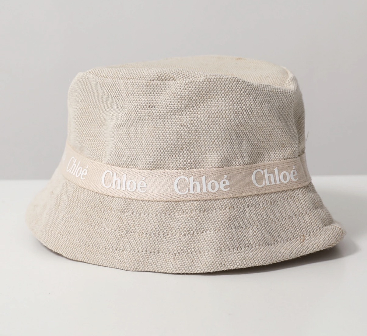 Chloe 漁夫帽C20431 黃麻棉混紡 Logo 織帶