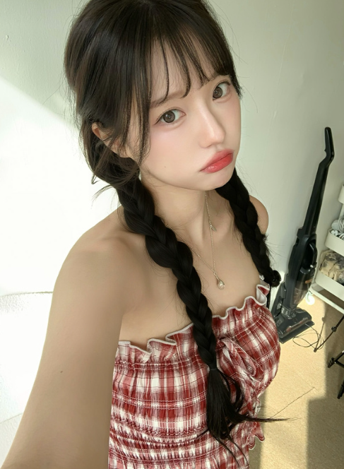 韓國女團ILLIT同款~ 格紋平口背心 [pm863]