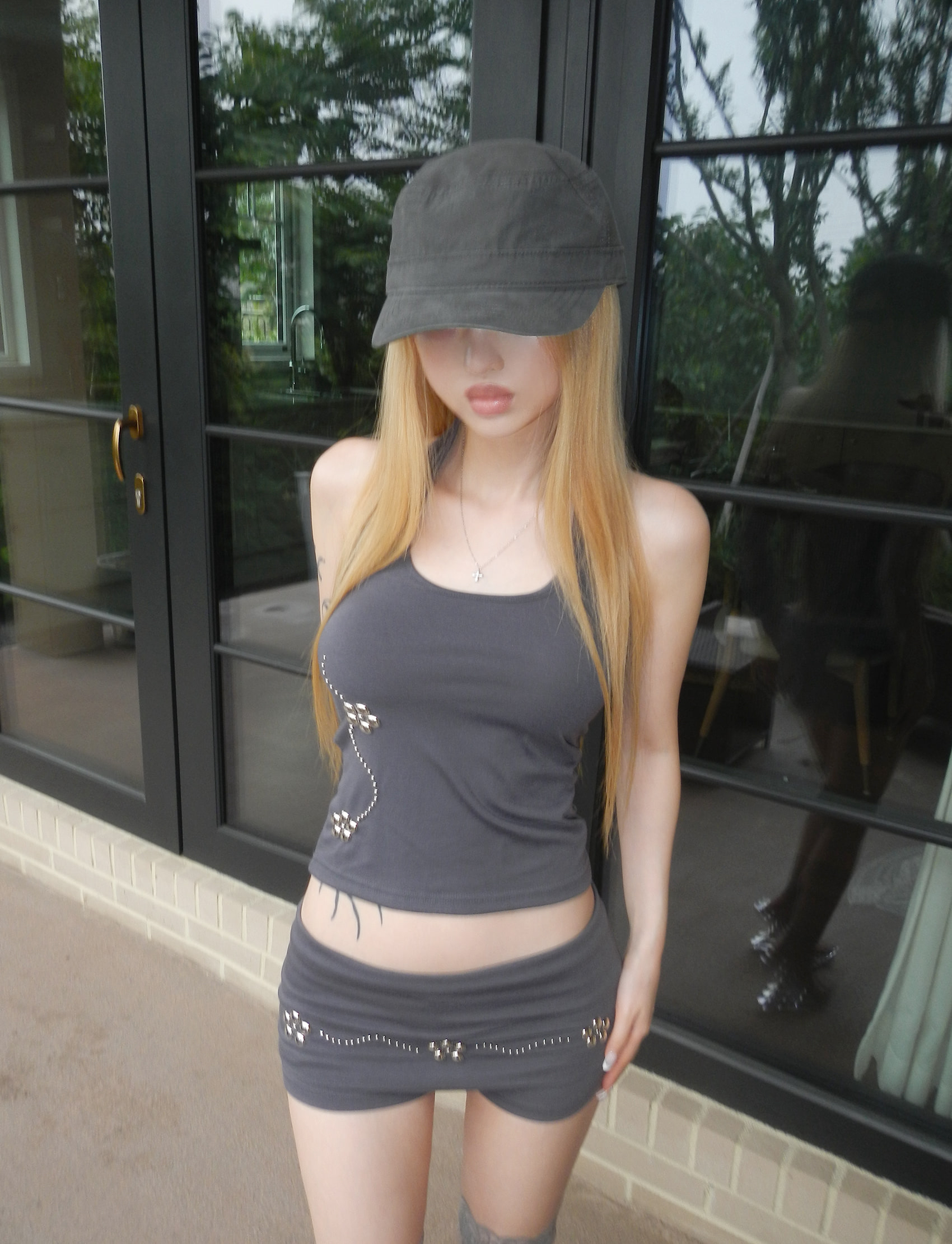 Blossom Studded Fold-Over Skort