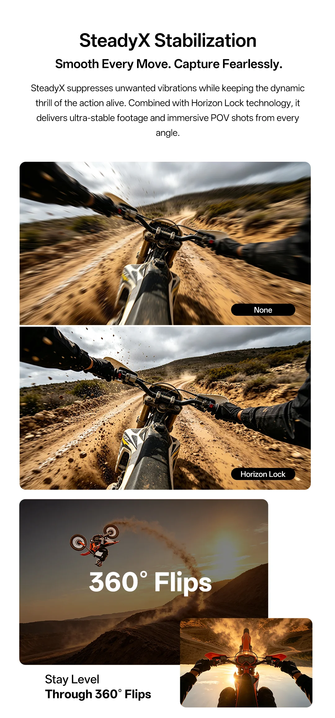SteadyX 防震與 360° 水平鎖定