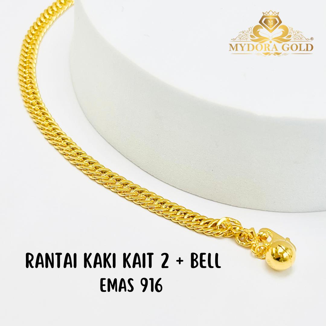 MYDORA Rantai Kaki Kait 2 + BELL l EMAS 916/22K
