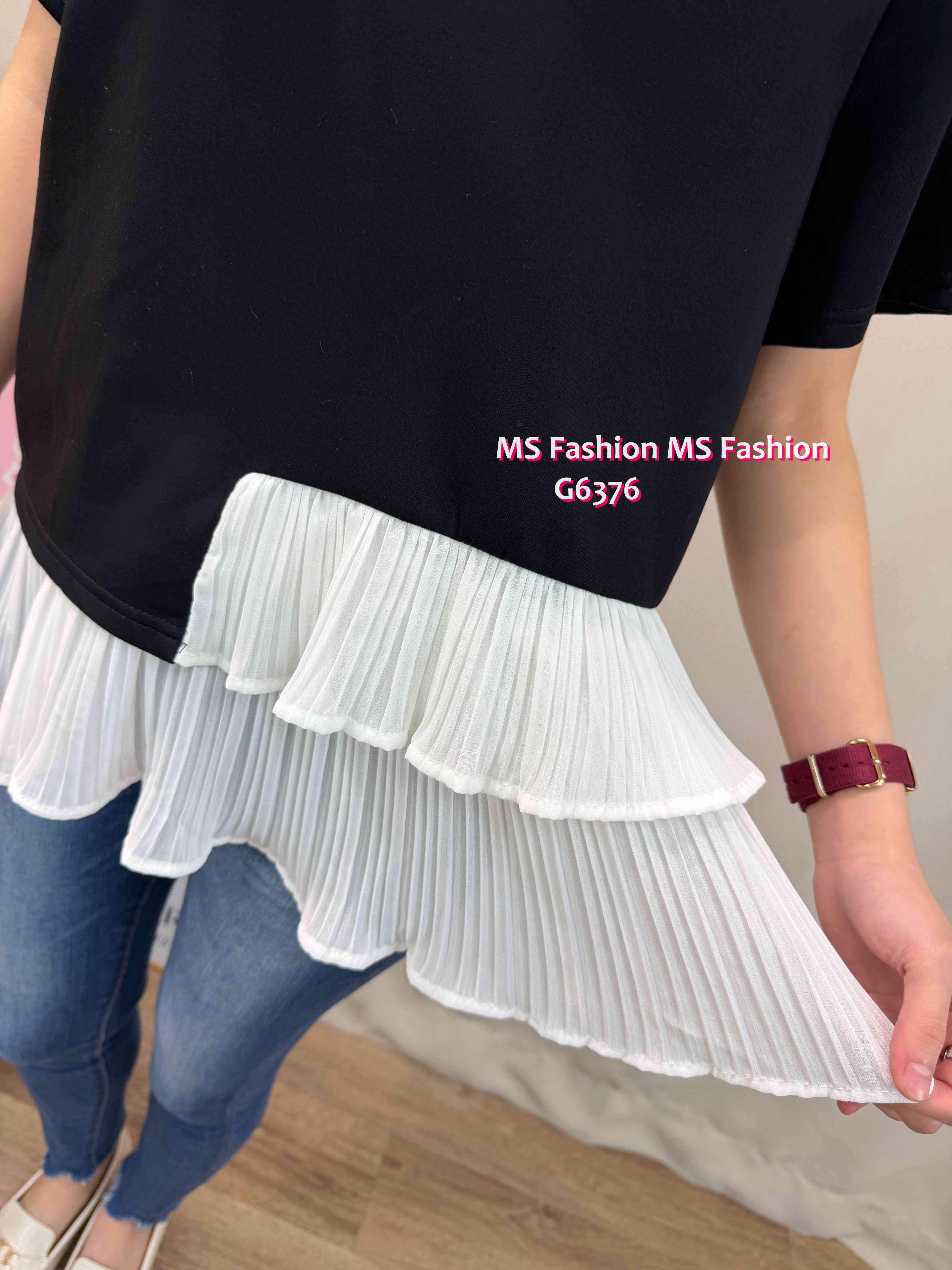 G6376 ruffle腳拼布top