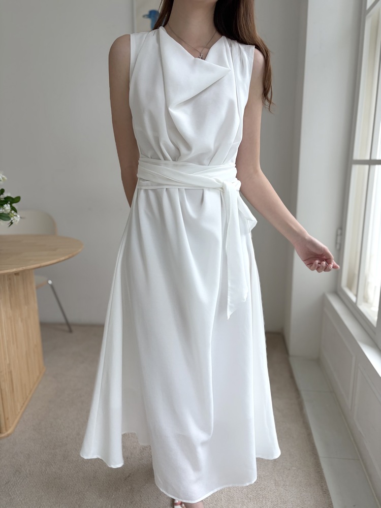 Athena Drape Dress (White)