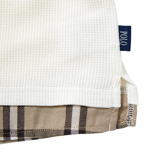 🇯🇵預訂 日本直送🇯🇵Polo Baby標誌刺繡假兩件層疊華夫格格紋短袖上衣