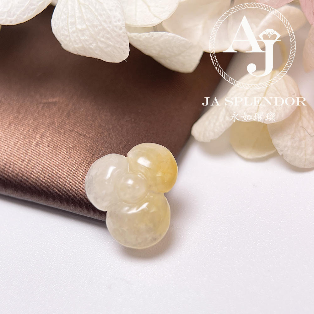 JN-3434 天然翡翠A玉-黃翡立體小花不鏽鋼手鏈