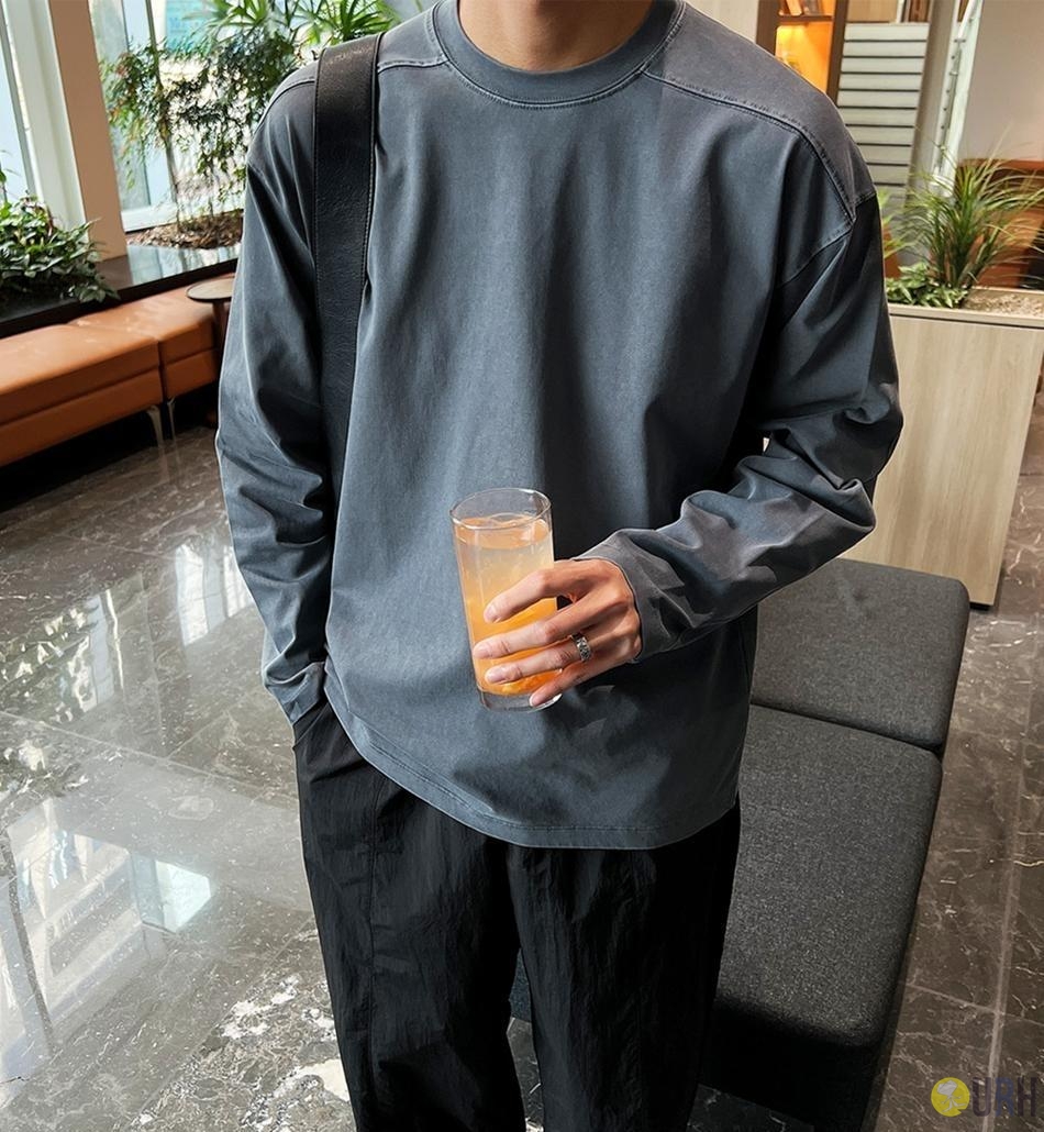 【100%保證韓國直送】Essential Supima Pigment 頂級蘇匹馬棉成衣染割線長袖Tee 👕 [5 color] RG165858