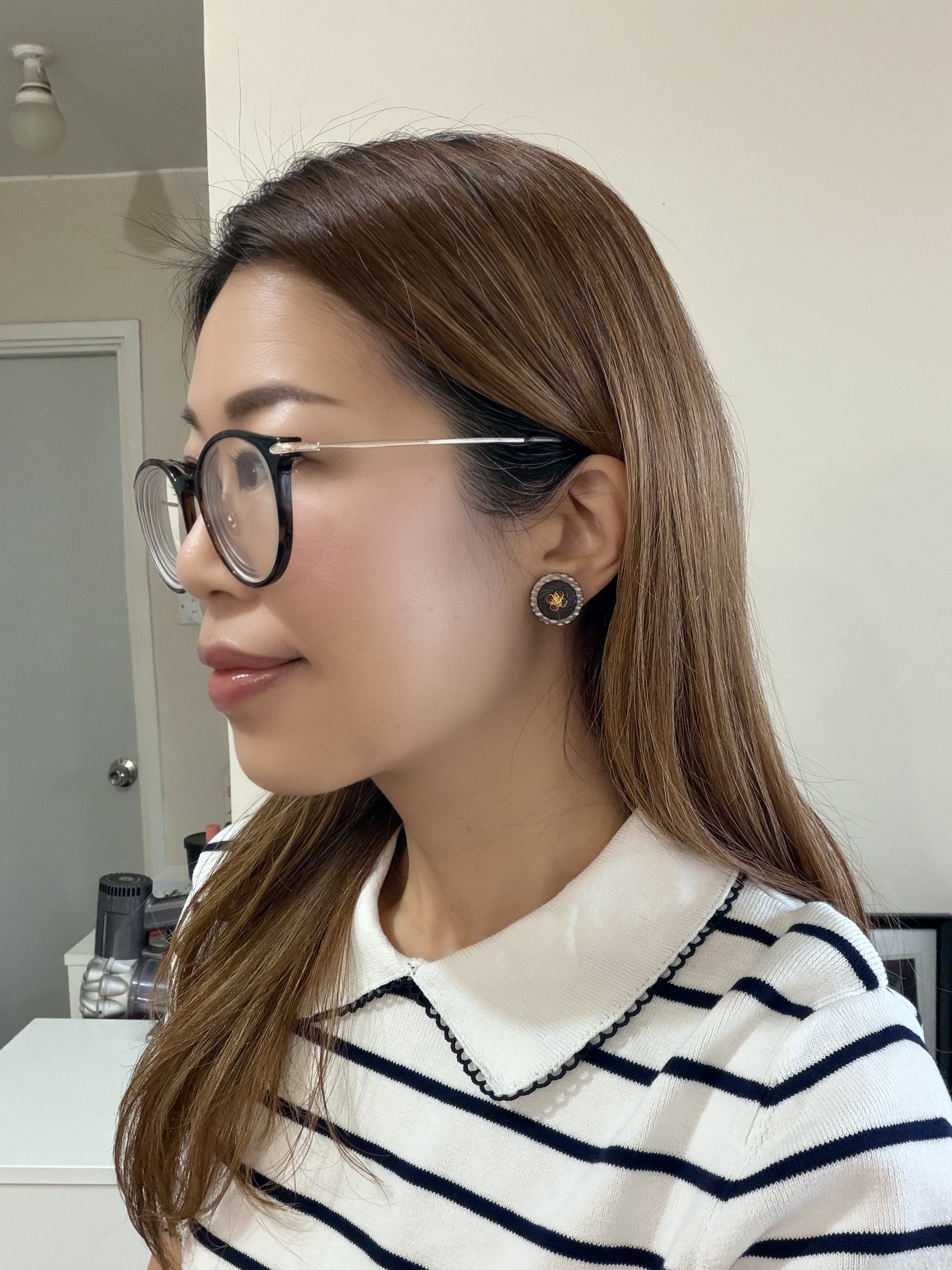 英國Metallic貝殼壓花立體耳環/Metallic Brown