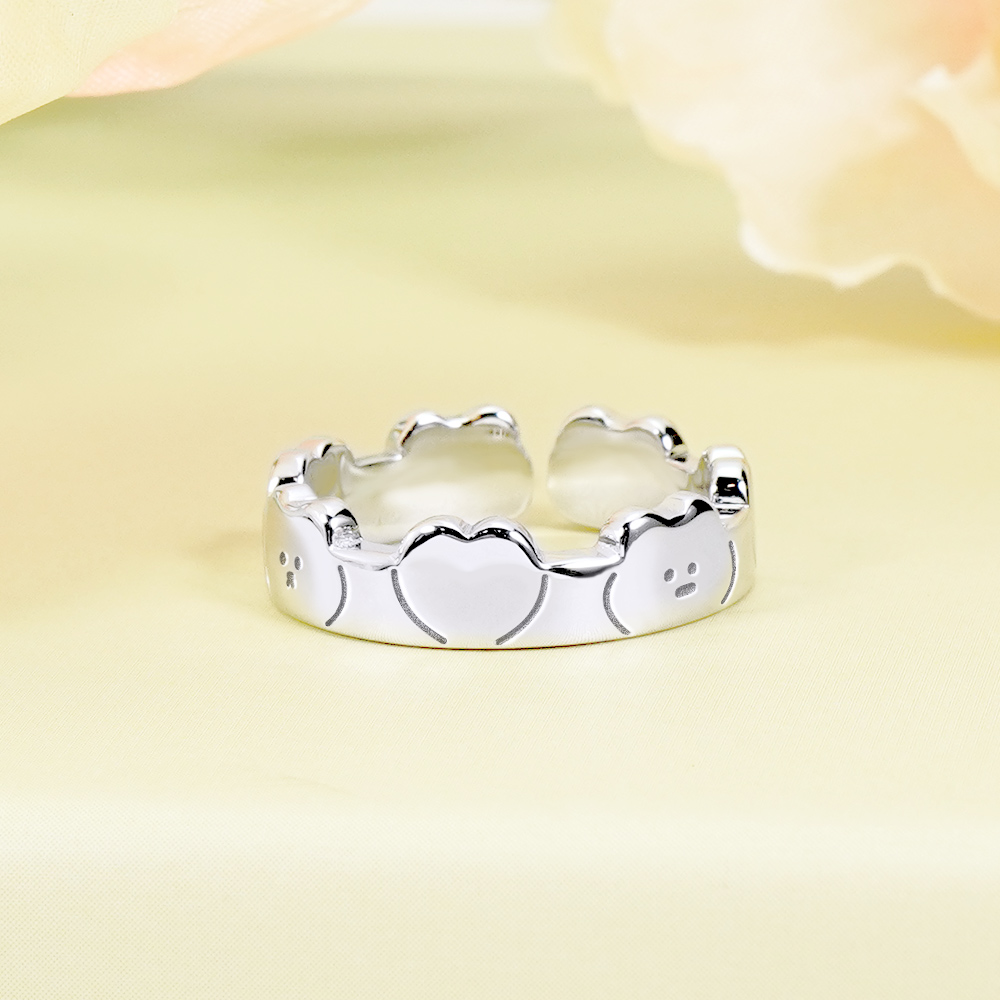 📦訂購 台灣限定 STORY 故事銀飾 布朗尼經典系列 麵包熊&巧克熊愛心純銀戒指