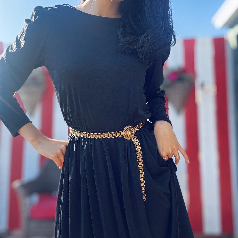 Vintage 1980s Little Black Dress with Back Drape Detail(MT2528)