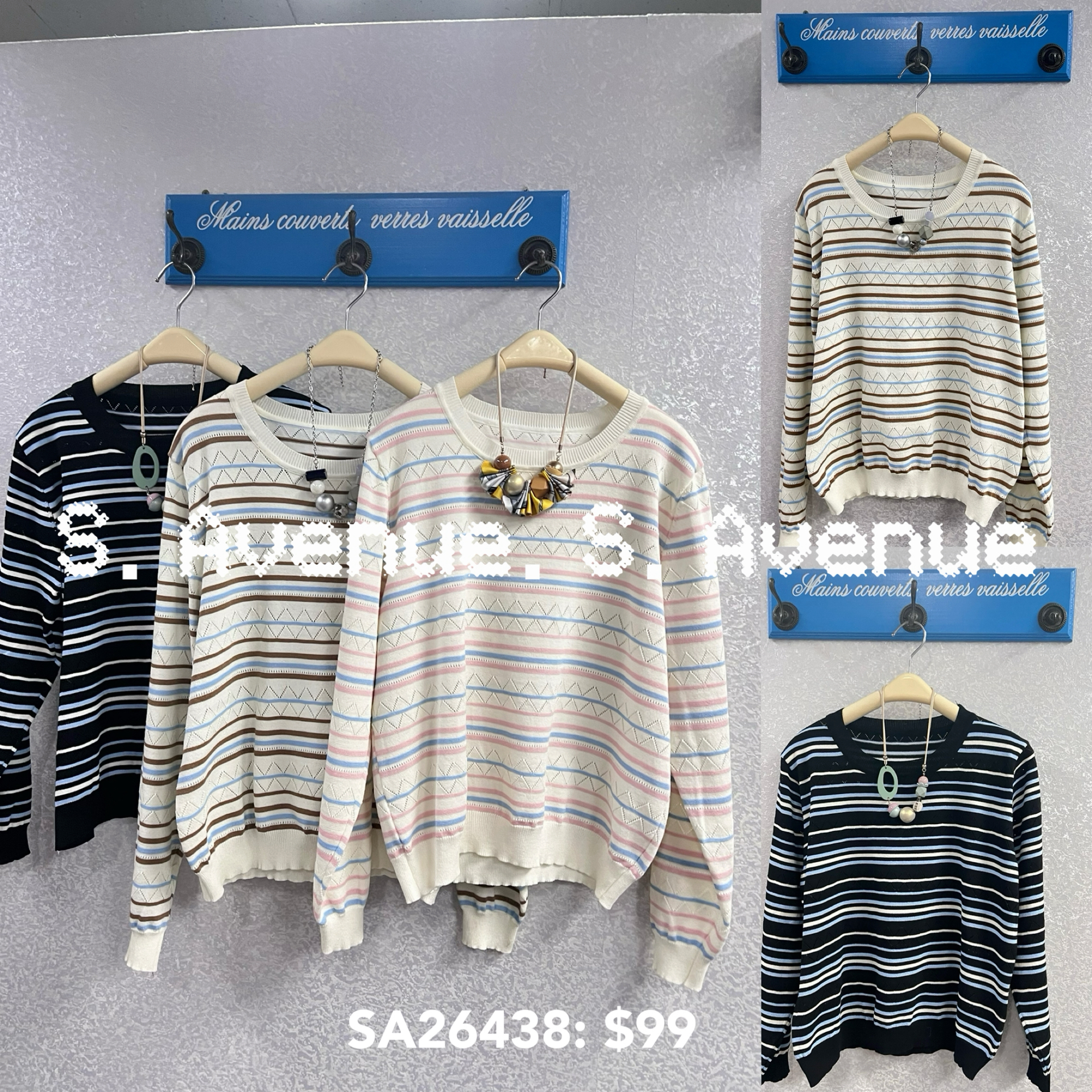 SA26438: 長袖彩間線top