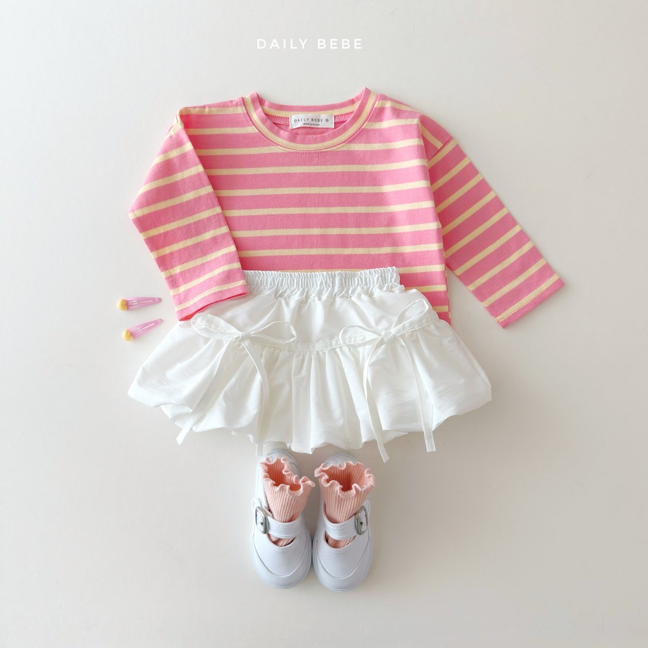 Dailybebe | pompom skirt (White L100-110)