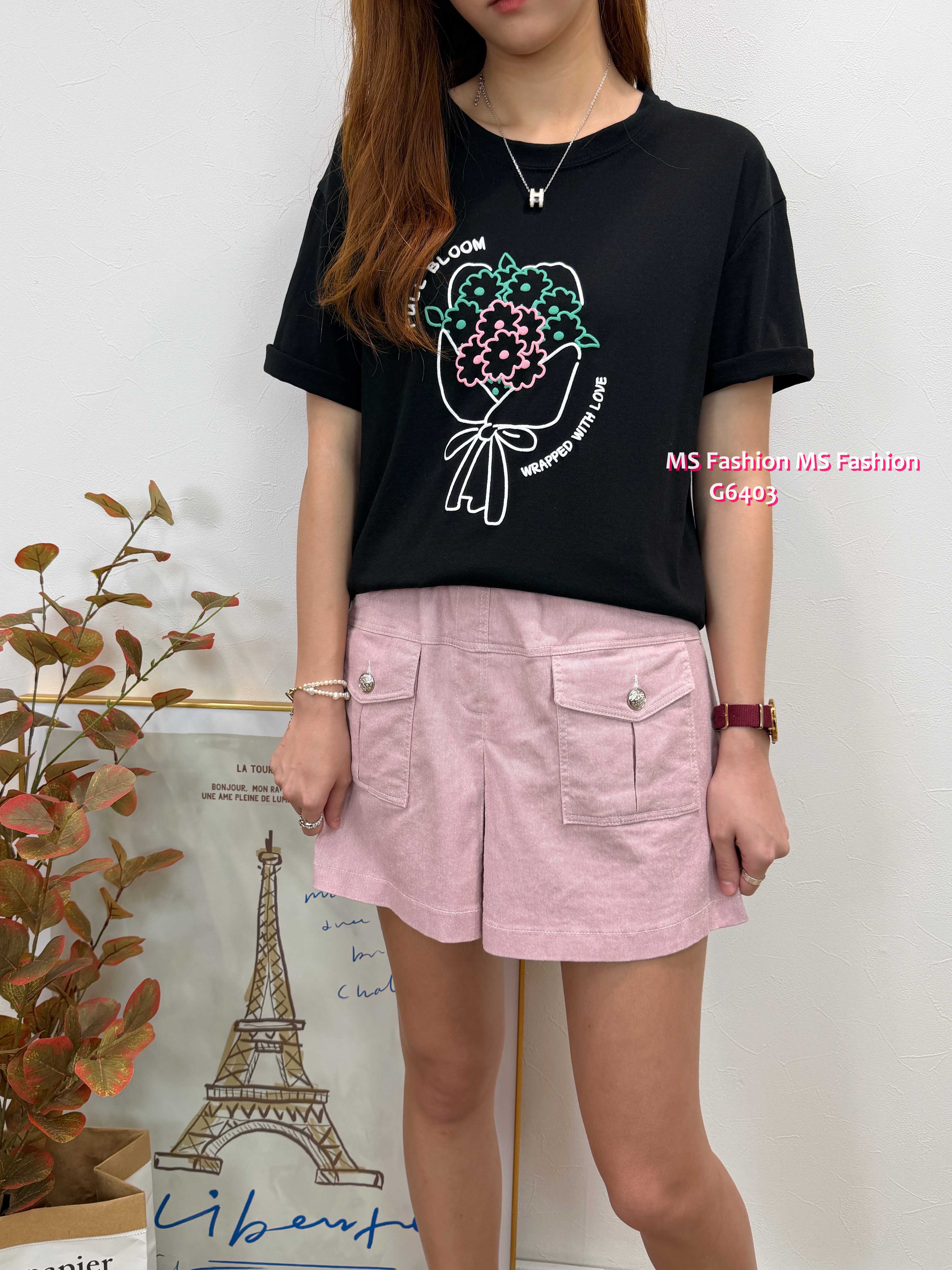 G6403 花花print tee
