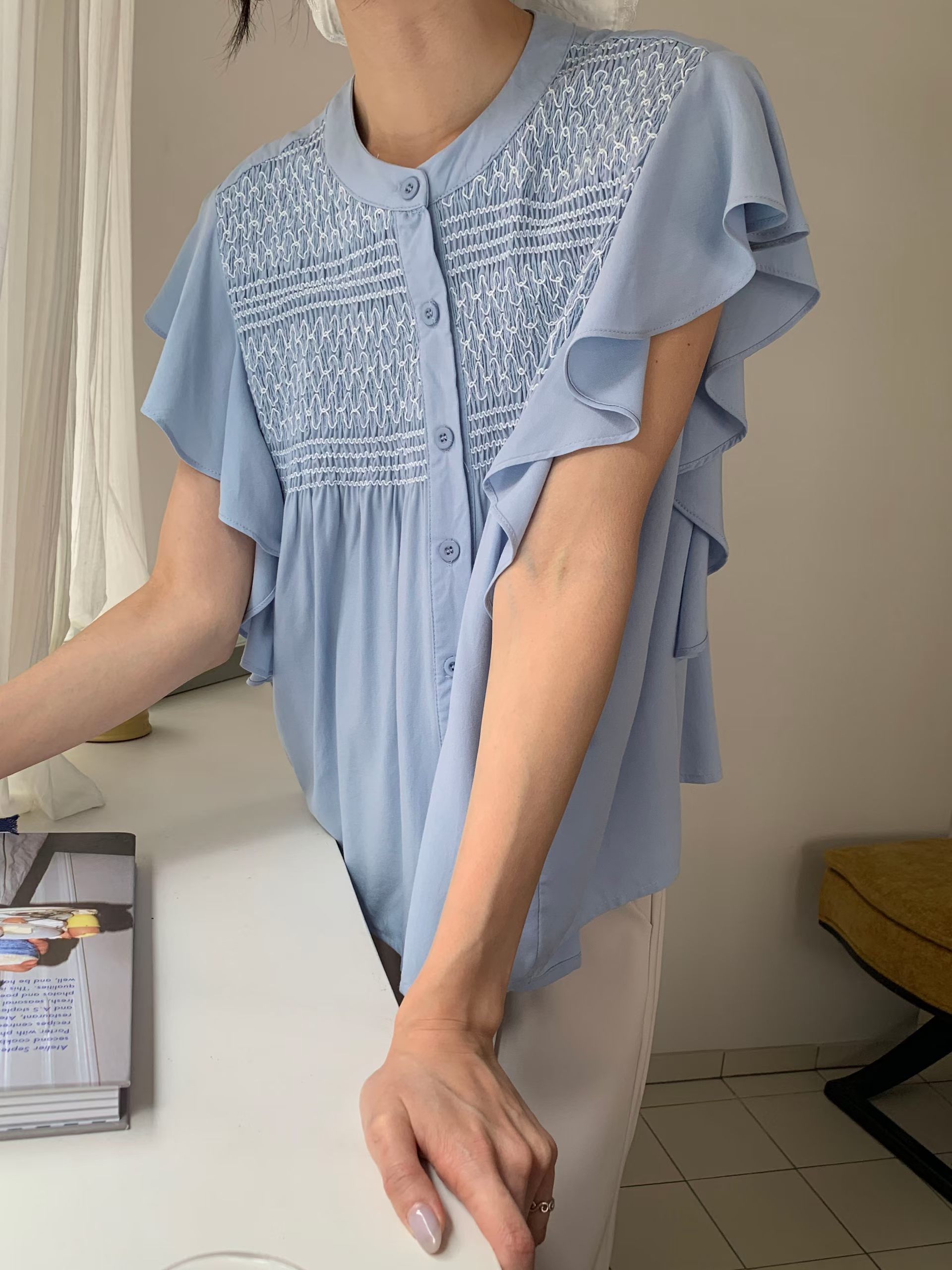 CT20 波希米亞風荷葉袖Top 