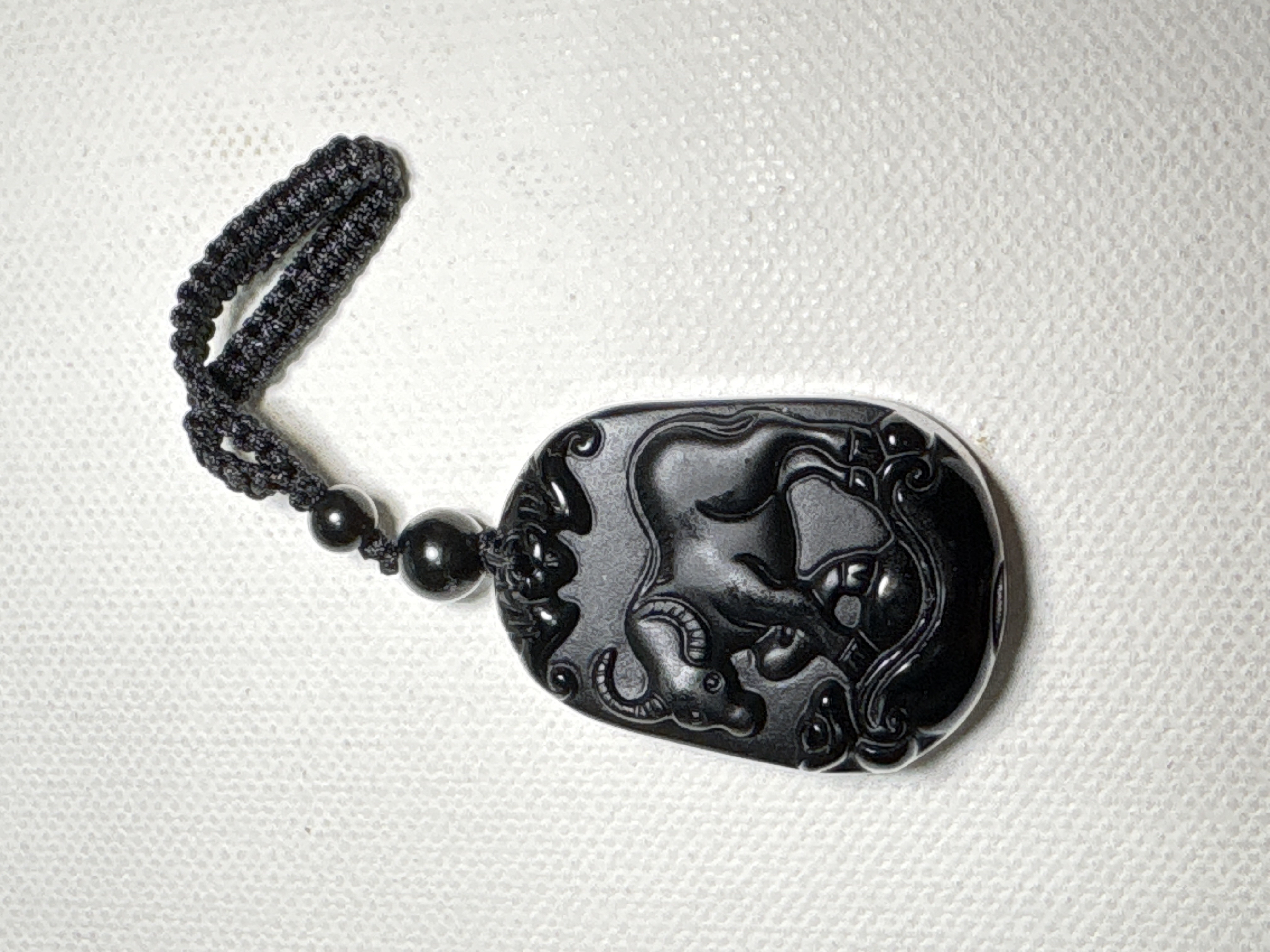 （牛型)生肖化太歲助運黑曜石掛牌S4400