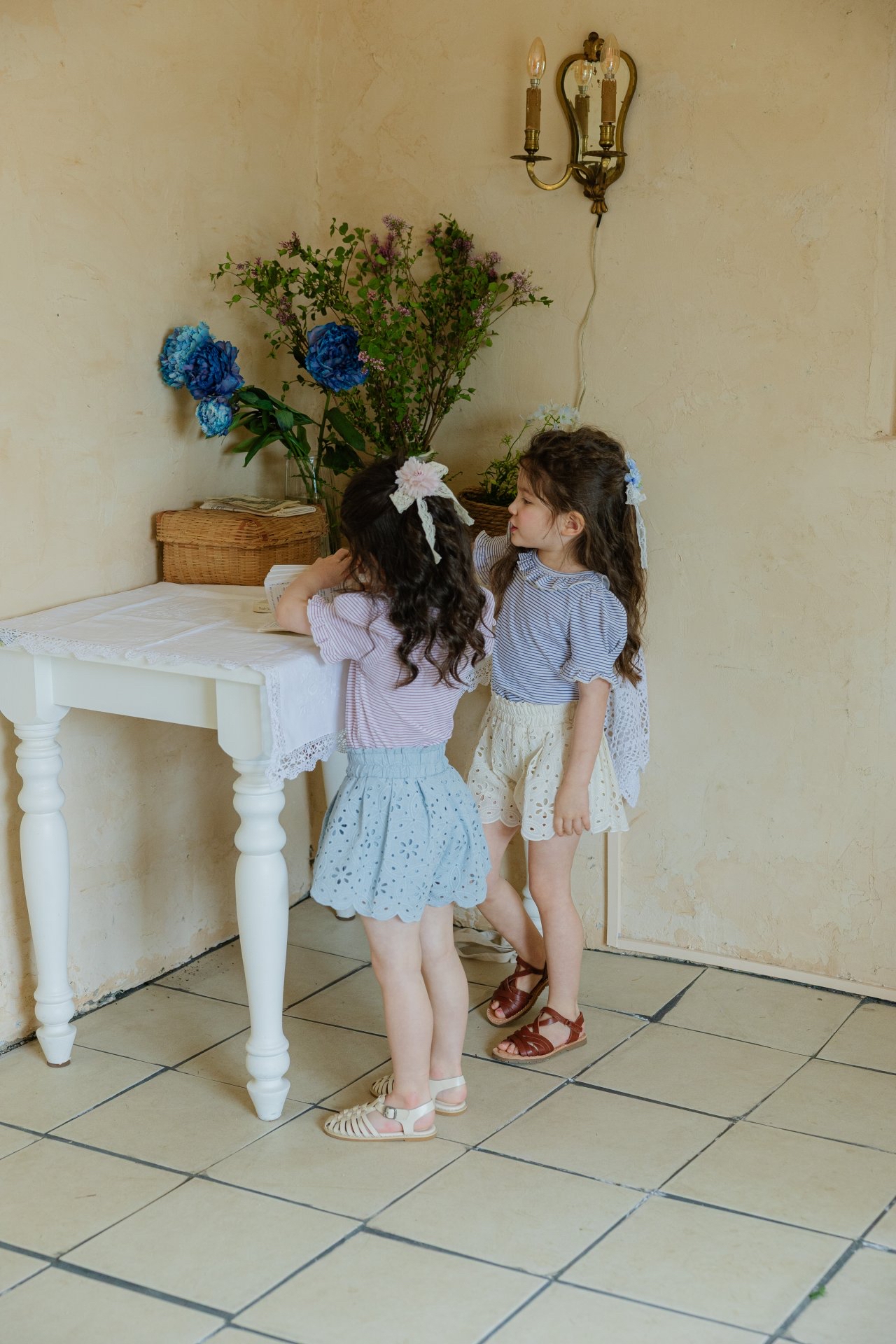 Flo | Lace skirt pants (Blue 110(95-105)