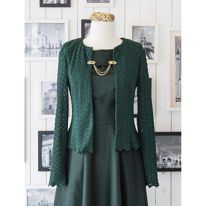 （Sold out)Emerald Green Bolero Cardigan with Clip (FM060)