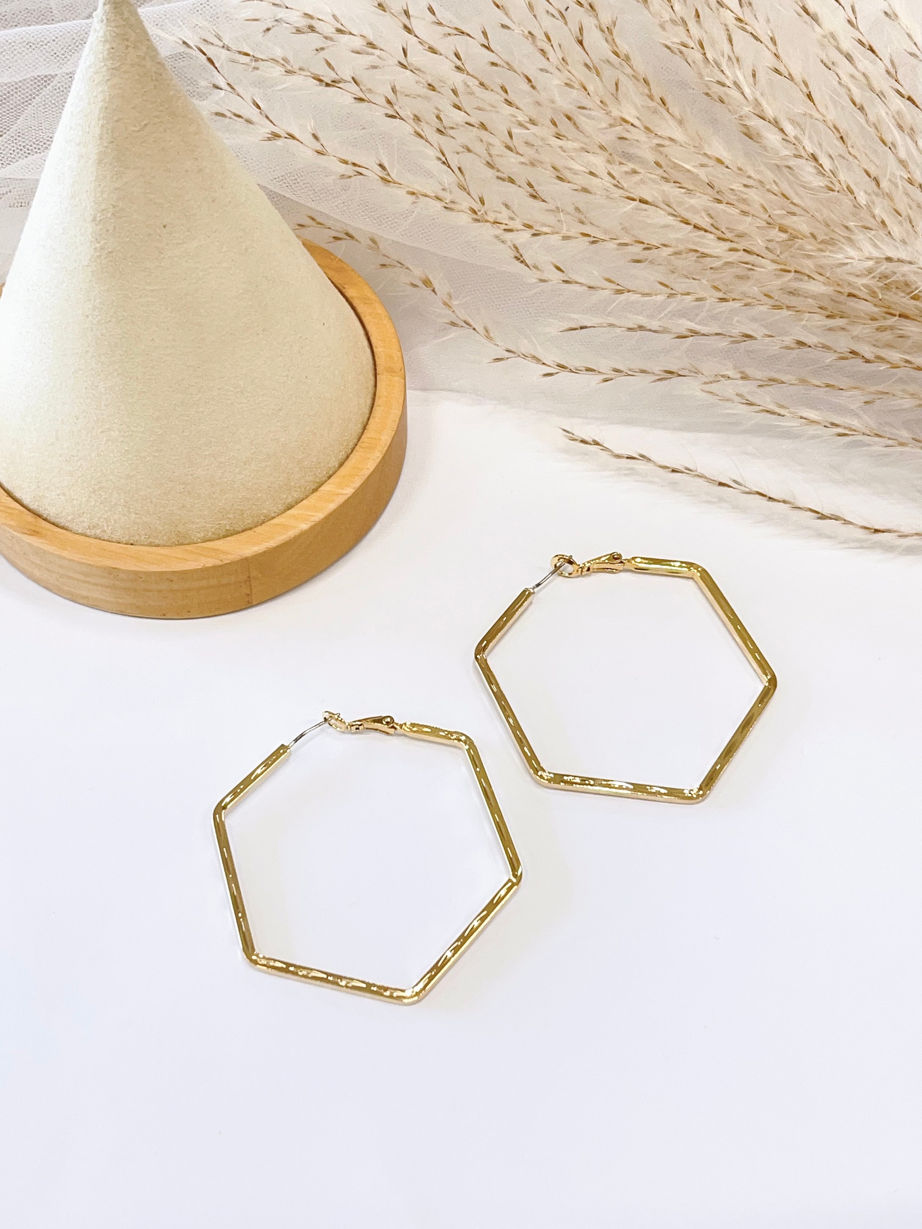 法式高级感六边形耳环