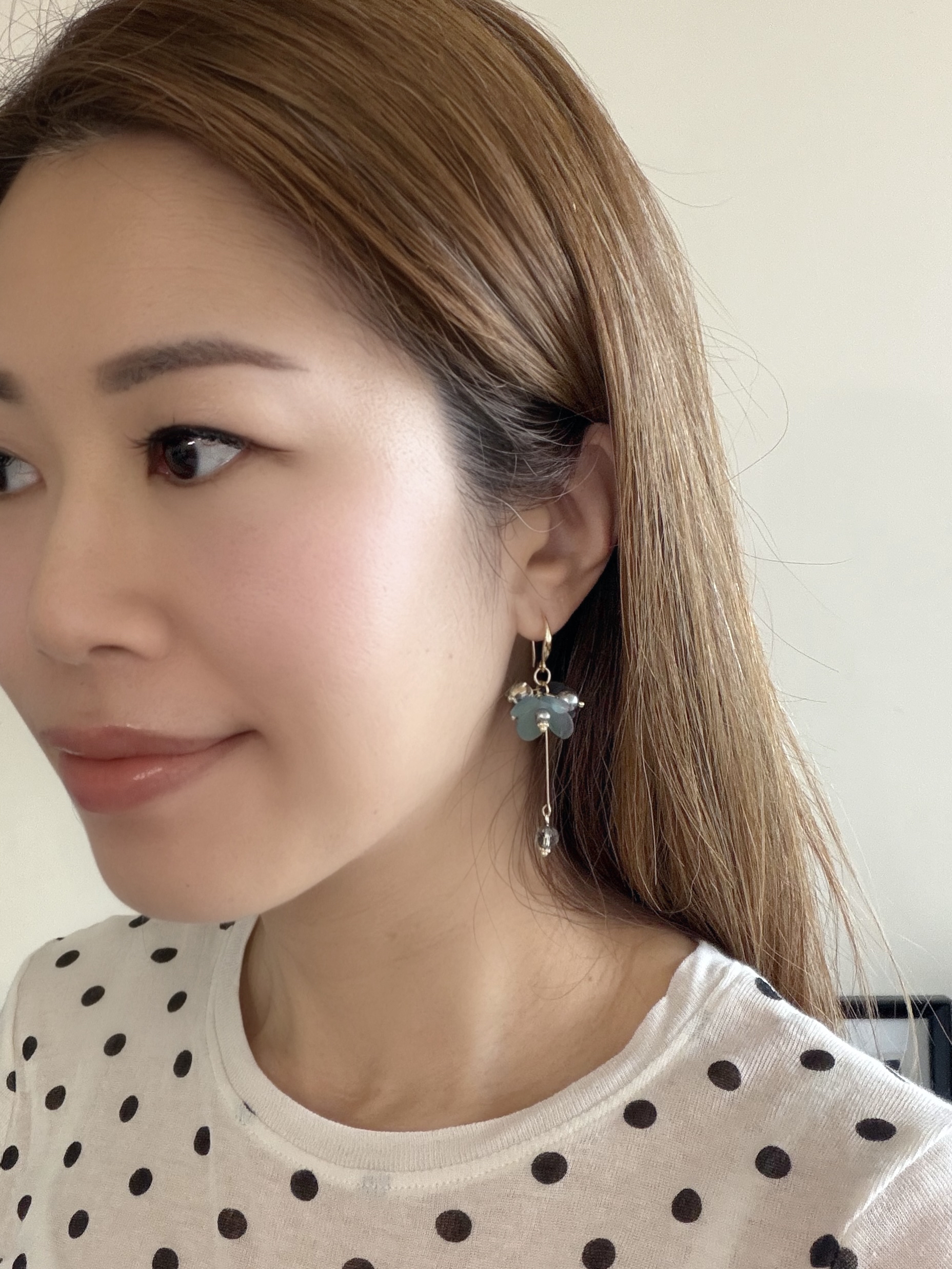 日本花語系列耳環/漸變藍花朵款