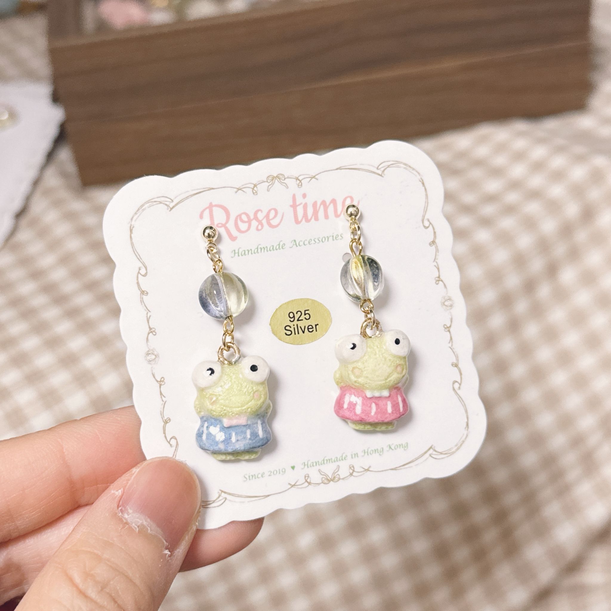 手繪小青蛙波波耳環