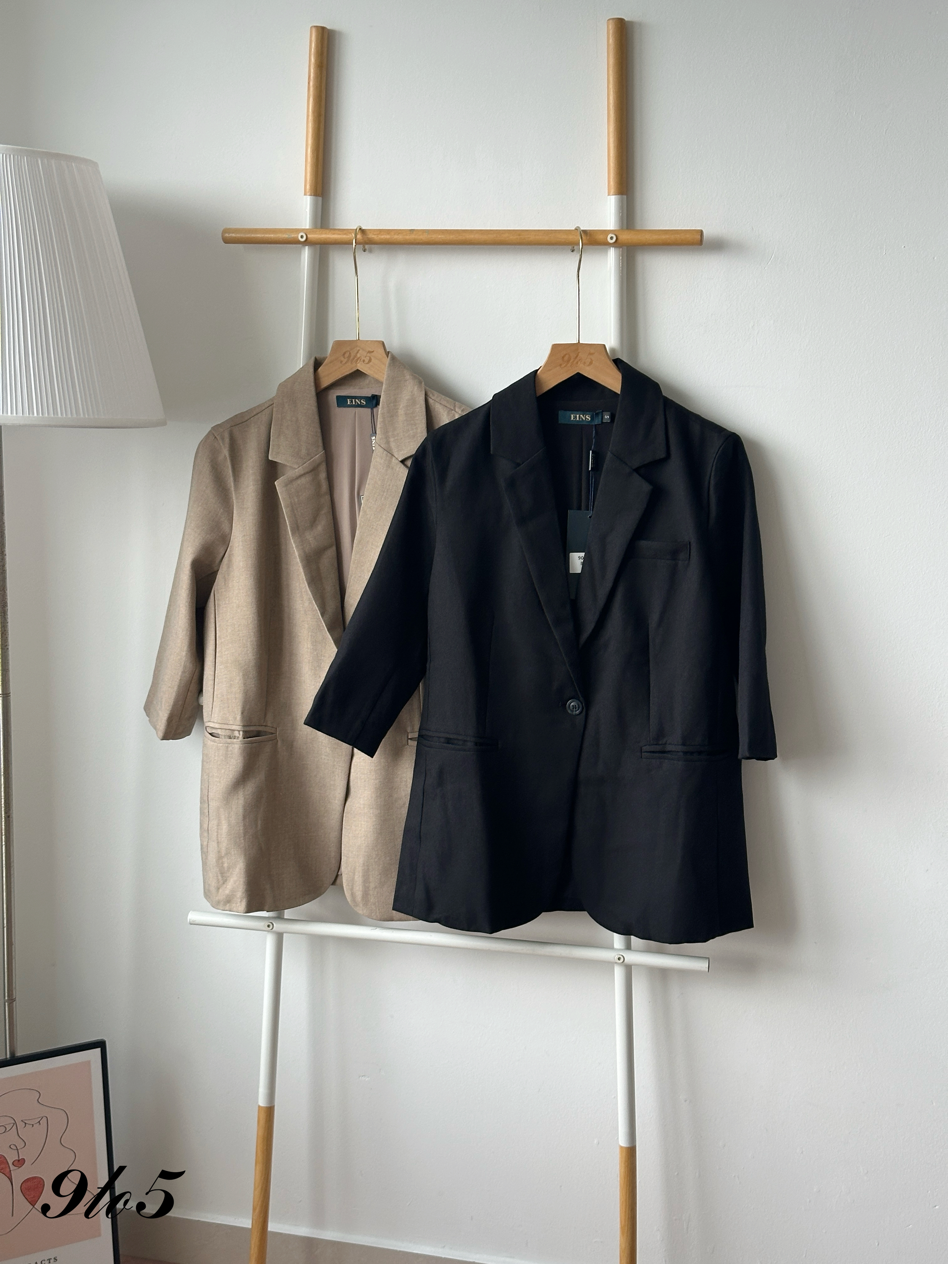 T4342 Half Sleeve Blazer - Black & Brown