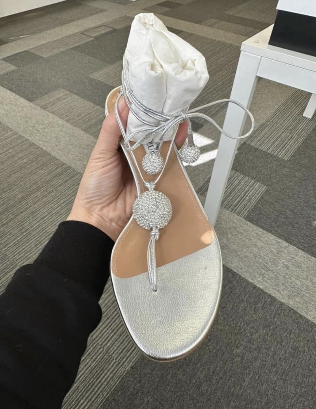 Aquazzura 銀色水晶涼鞋 37