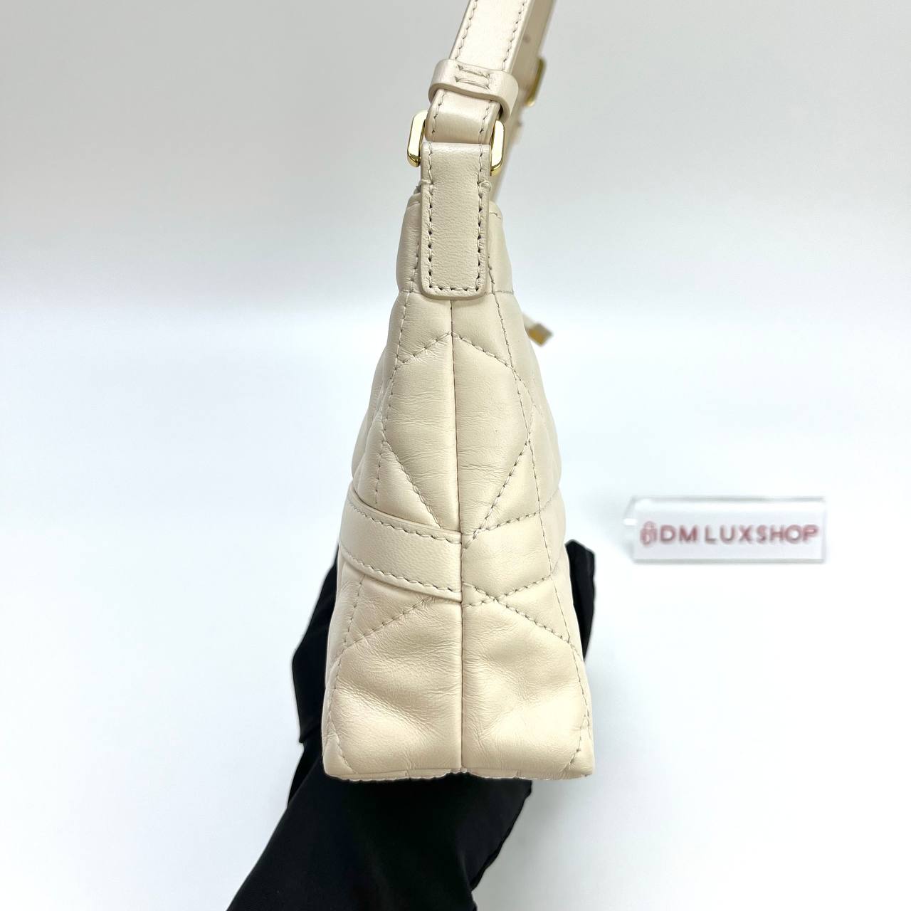 Dior White Miss Caro Mini Hobo Bag GHW
