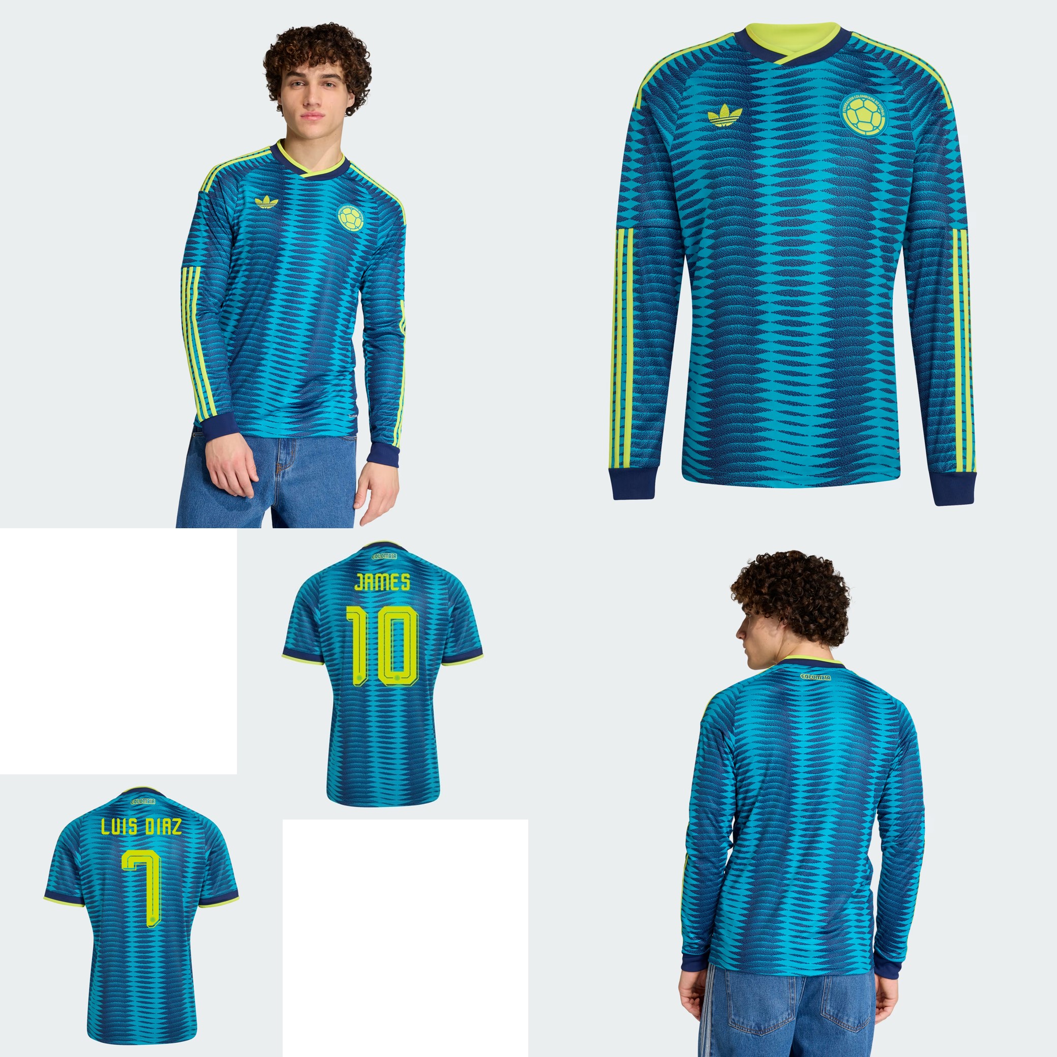 🌊兩大洋色彩交匯 Adidas Colombia 哥倫比亞 2025-26 作客長袖球迷版球衣 (可加印字章) JZ8804